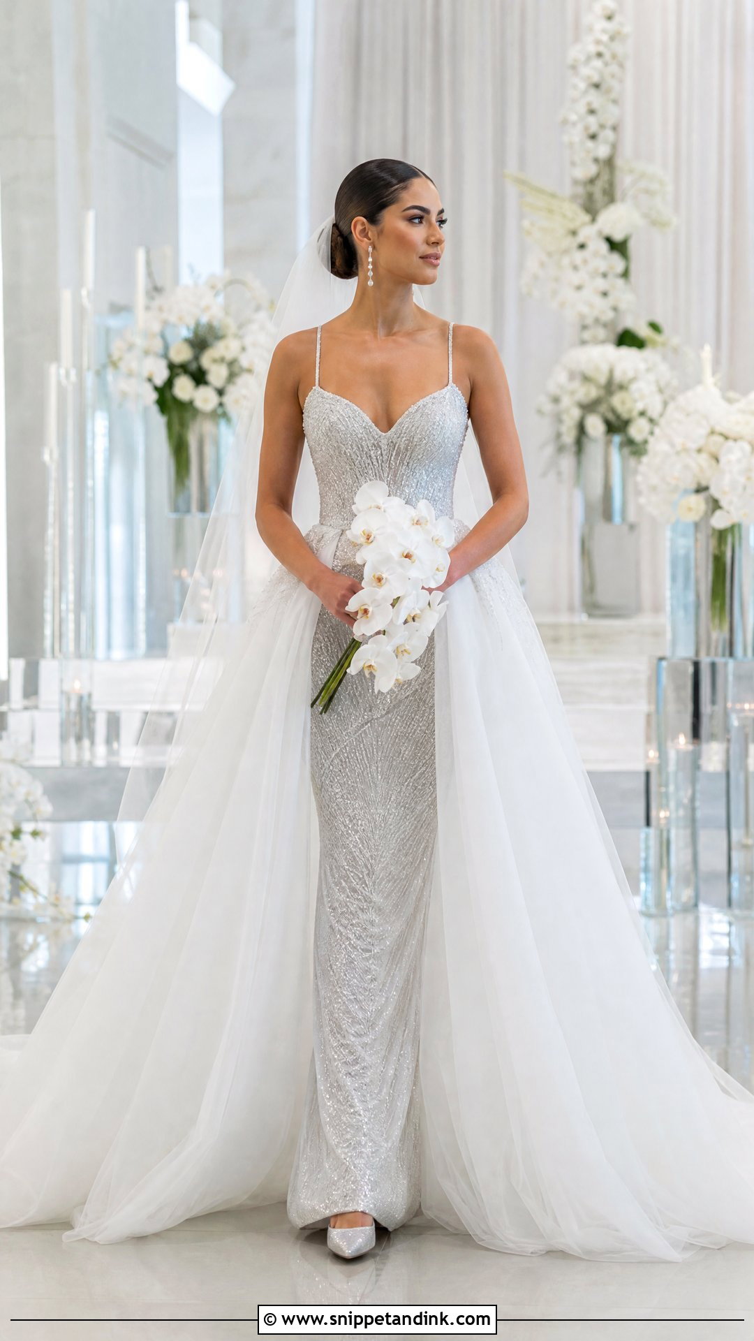 Silver Wedding Gown With Overskirt - Snippet and Ink - 20 Silver Wedding Gowns