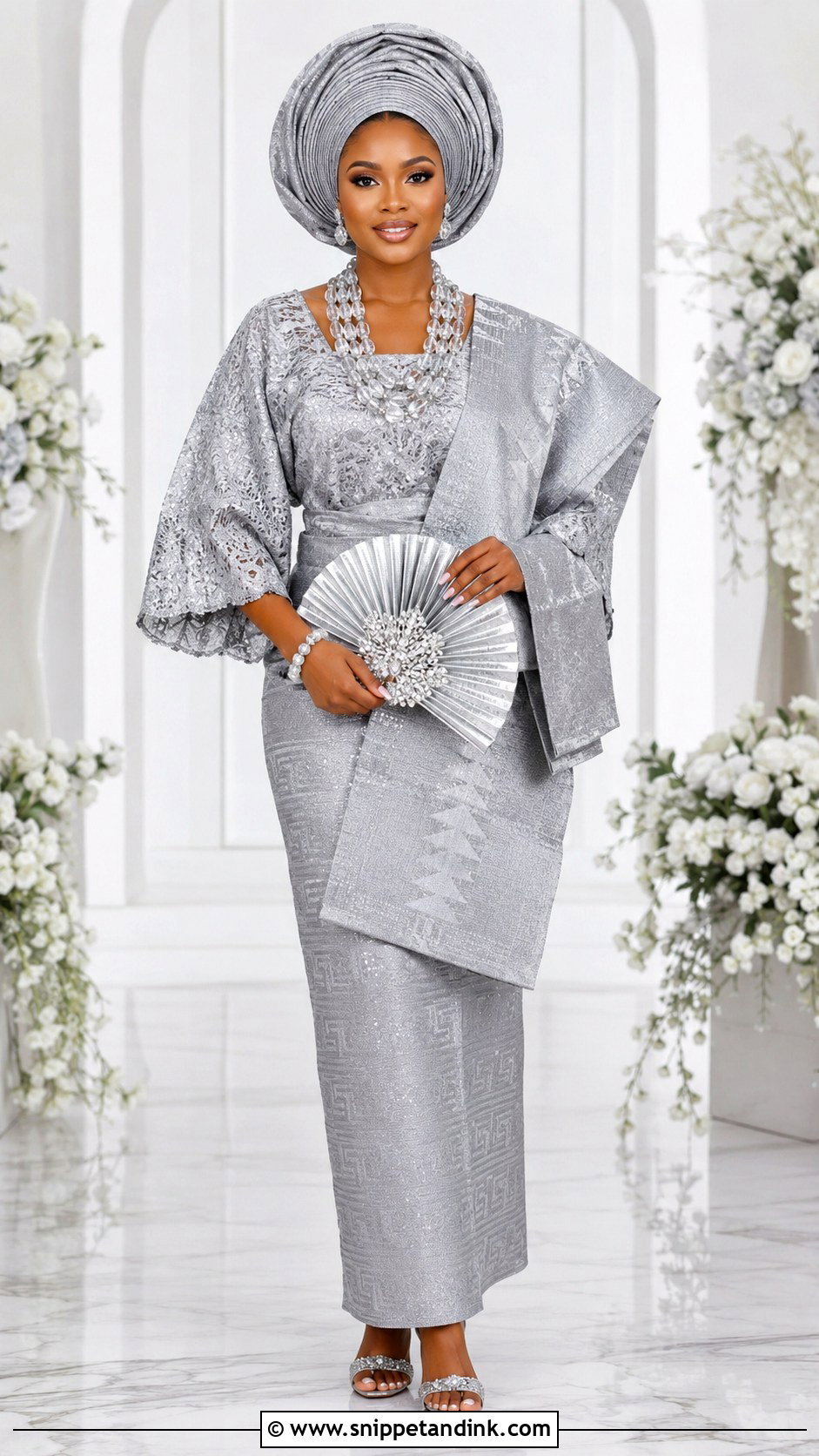 Silver Yoruba Bride Attire - Snippet and Ink - 25 Yoruba Traditional Wedding Attire for Bride Ideas
