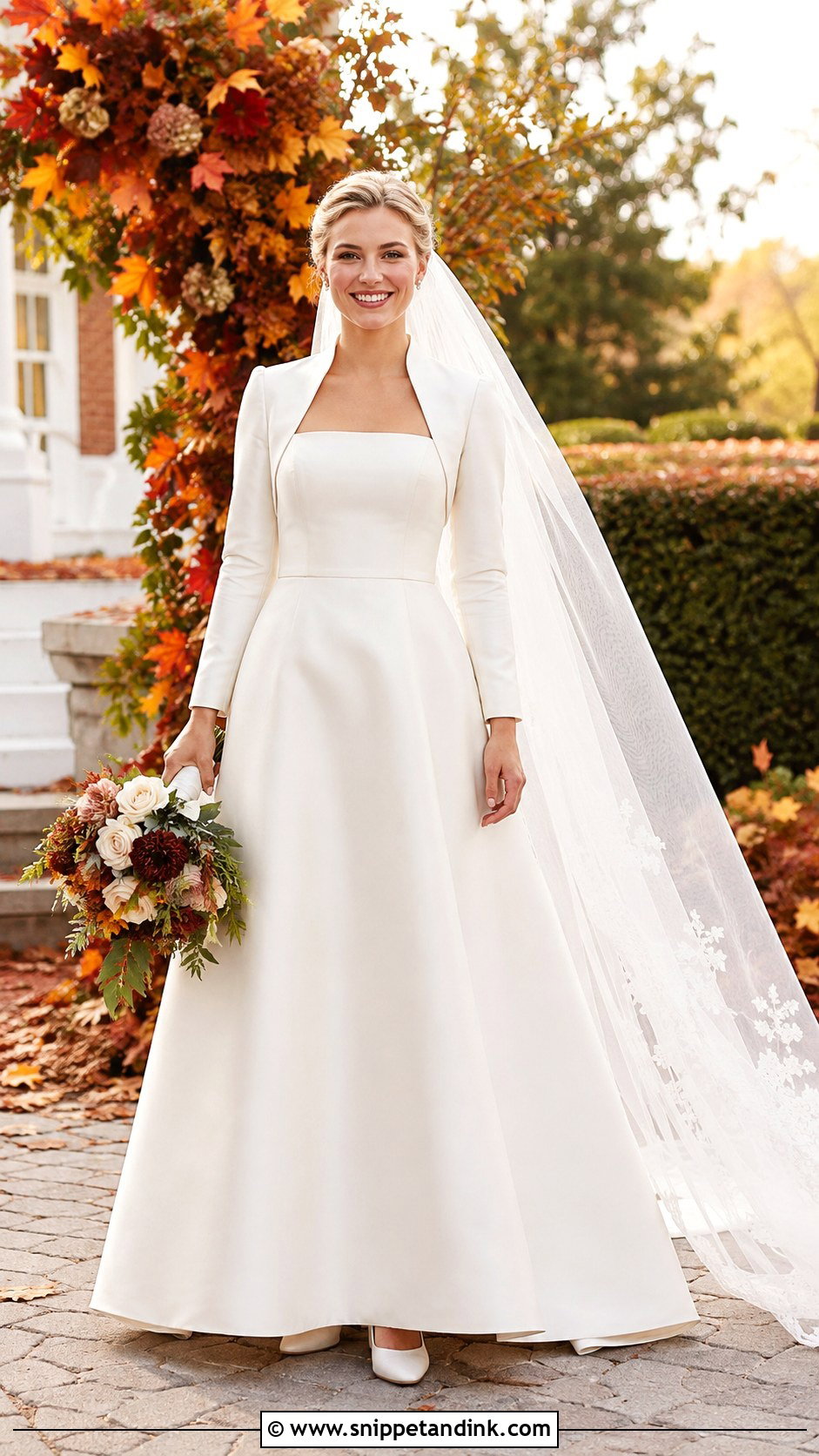 Simple A Line Fall Wedding Gown - Snippet and Ink - 20 Fall Wedding Gowns