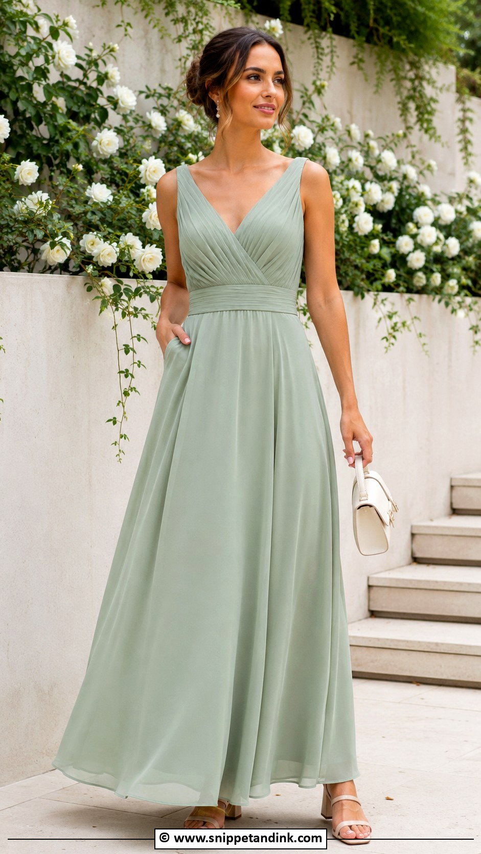 Simple A Line Gown With Sandals - Snippet and Ink - 30 Simple Gown Styles