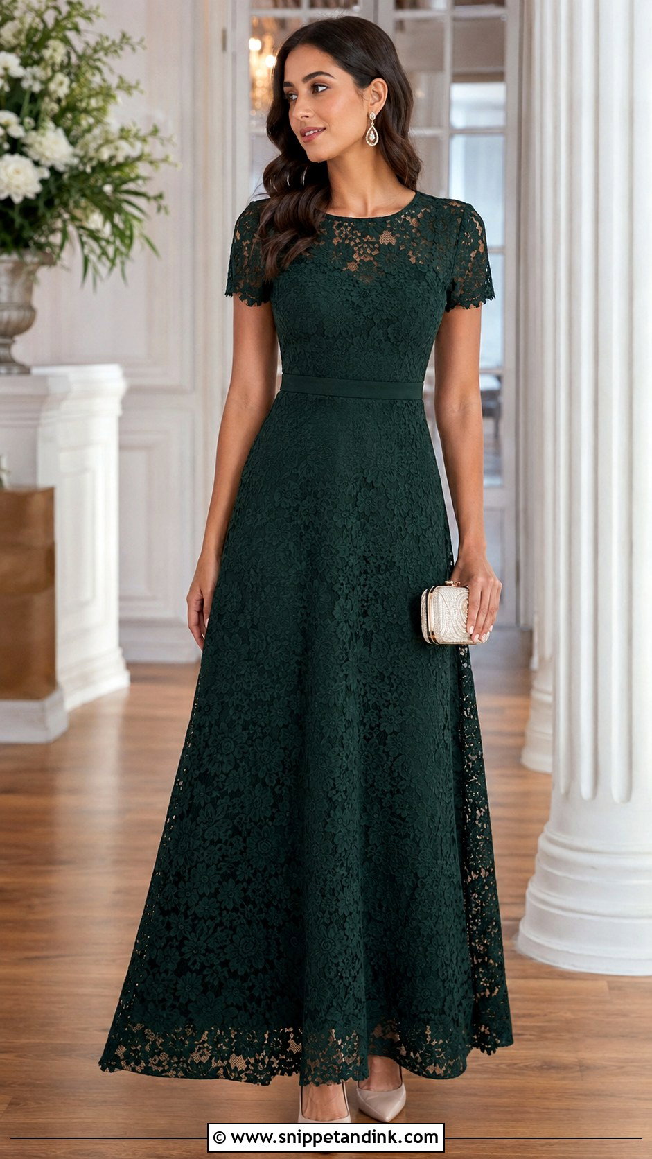 Simple A Line Lace Gown - Snippet and Ink - 20 Simple Lace Gown Ideas