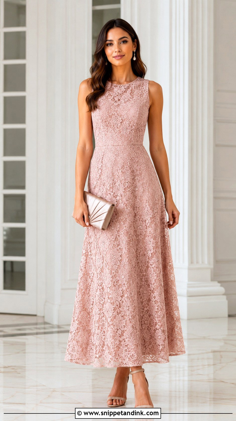 Simple A Line Lace Gown - Snippet and Ink - 30 Simple Lace Gown Styles