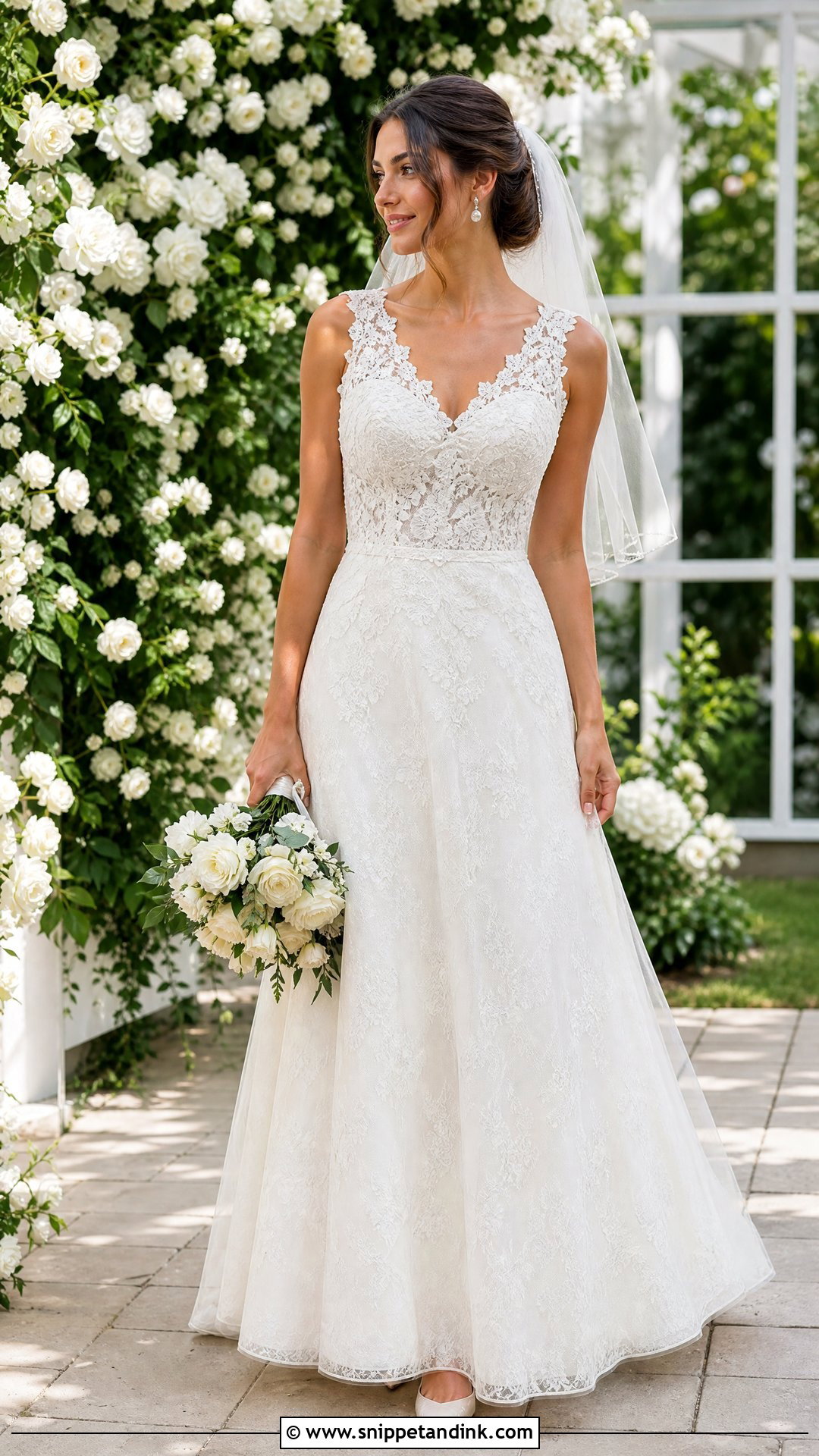 Simple A Line Lace Wedding Dress - Snippet and Ink - 20 Simple Lace Wedding Dresses