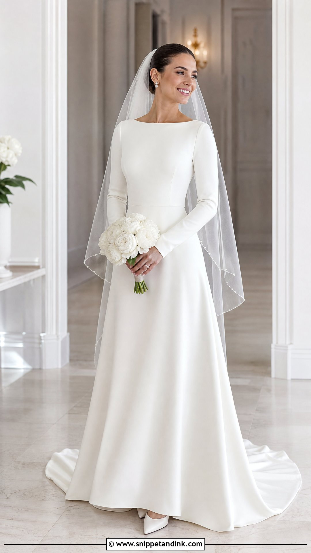 Simple A Line Long Sleeve Wedding Dress - Snippet and Ink - 20 Wedding Dresses Simple Long Sleeve