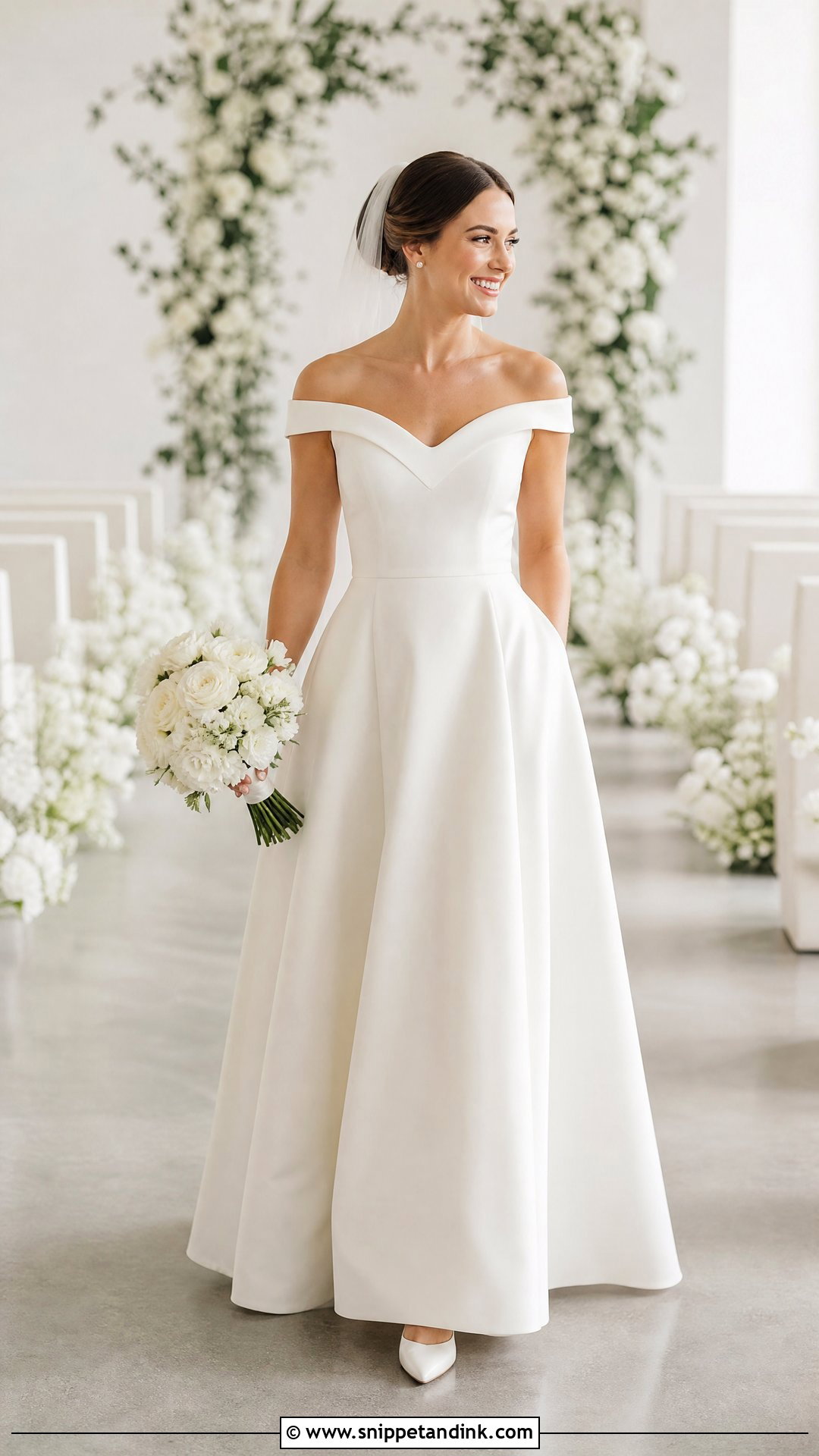 Simple A Line Off Shoulder Wedding Dress - Snippet and Ink - 20 Simple Off Shoulder Wedding Dress Ideas