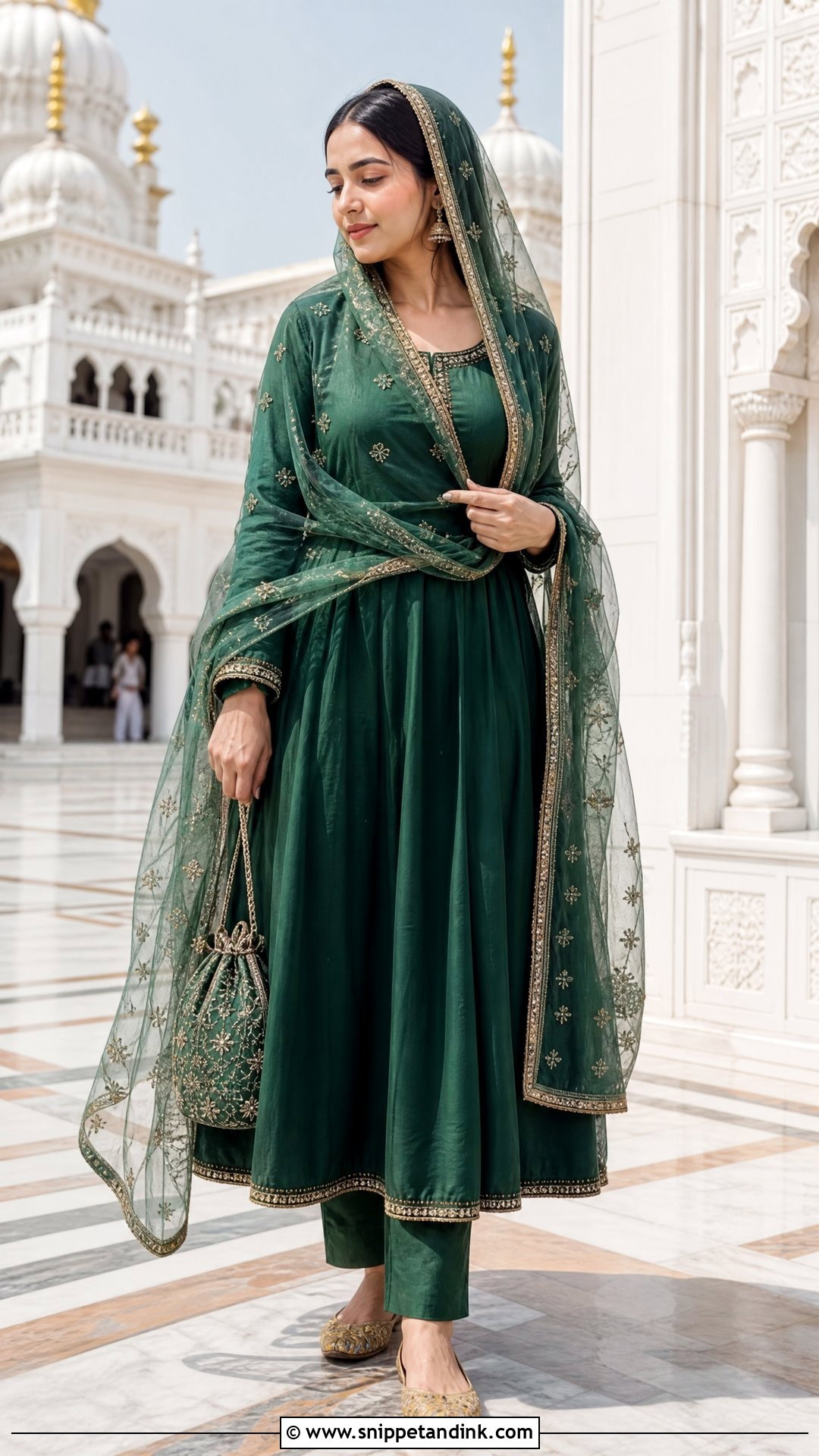 Simple Anarkali Suit For Gurudwara - Snippet and Ink - 20 Gurudwara Outfit Ideas