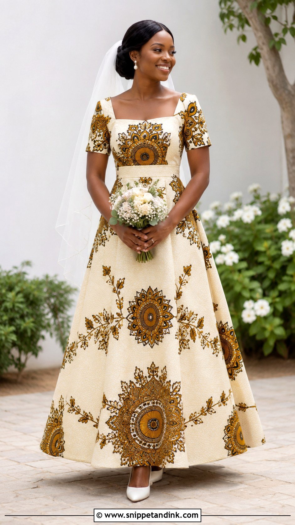 Simple Ankara Wedding Gown - Snippet and Ink - 20 Ankara Wedding Gowns
