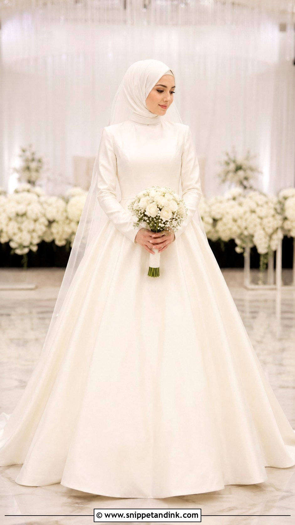 Simple Ball Gown Hijab Wedding Dress - Snippet and Ink - 25 Simple Hijab Wedding Dresses