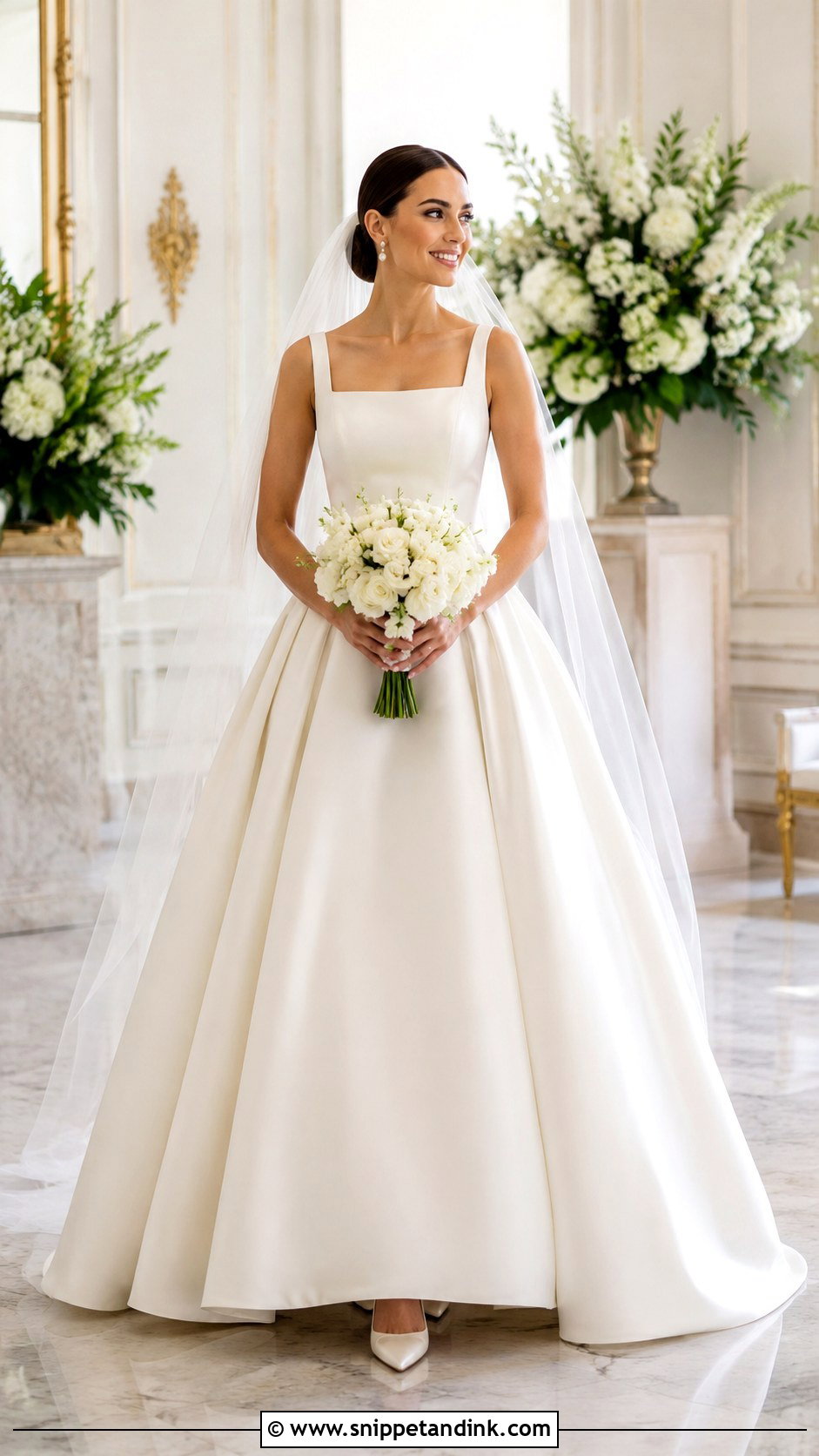 Simple Ball Gown Wedding Dress With Classic Veil - Snippet and Ink - 20 Very Simple Wedding Dress Ideas