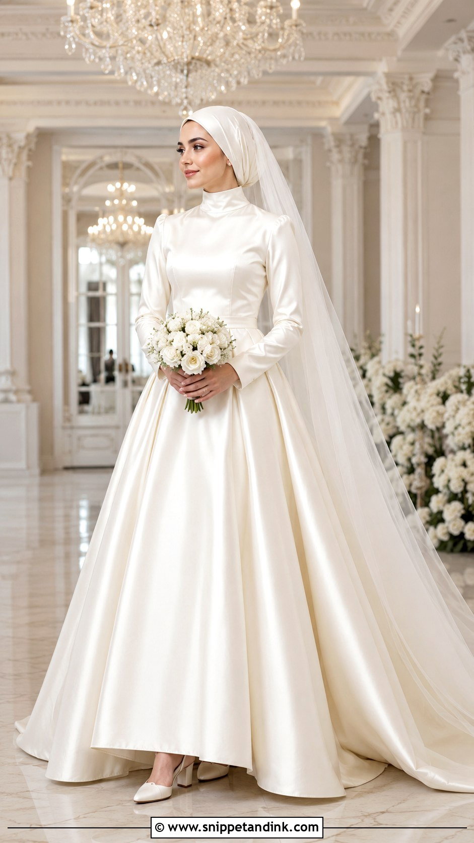 Simple Ball Gown With Bridal Hijab - Snippet and Ink - 20 Muslim Wedding Dress Hijab Bride Simple Ideas