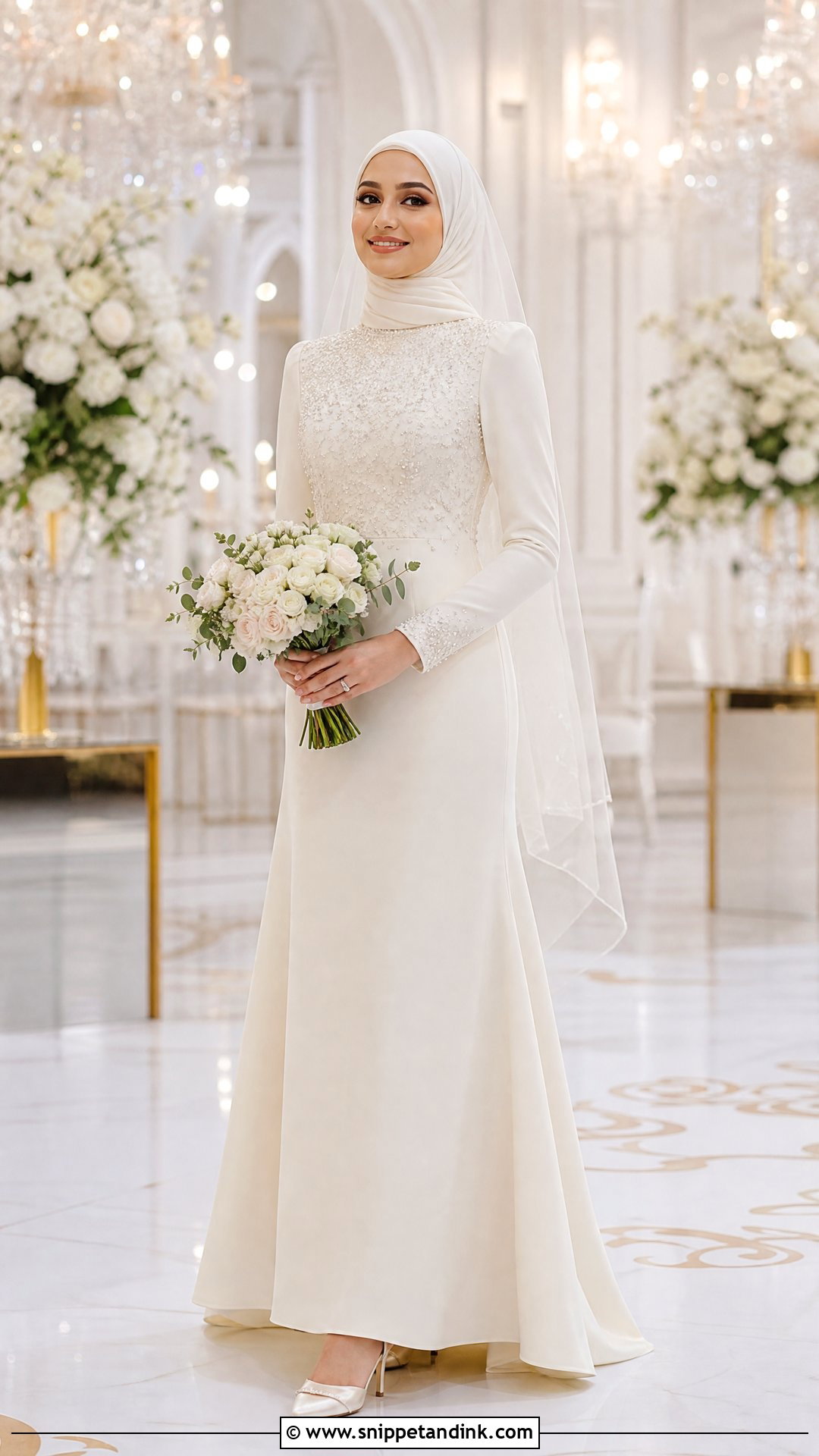 Simple Beaded Wedding Dress Hijab - Snippet and Ink - 25 Simple Wedding Dress Hijab Ideas