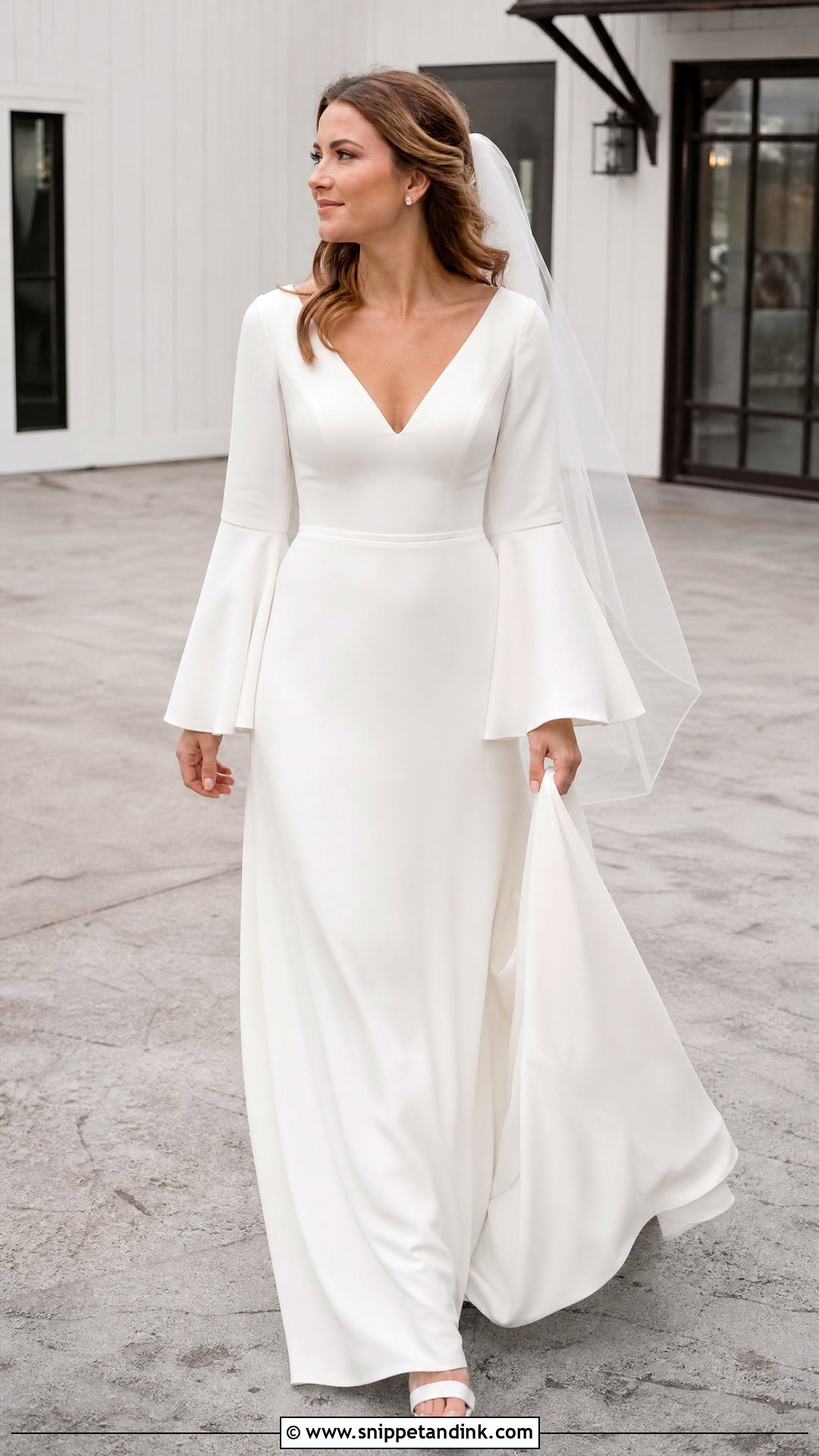 Simple Bell Sleeve Wedding Dress - Snippet and Ink - 20 Wedding Dresses Simple Long Sleeve