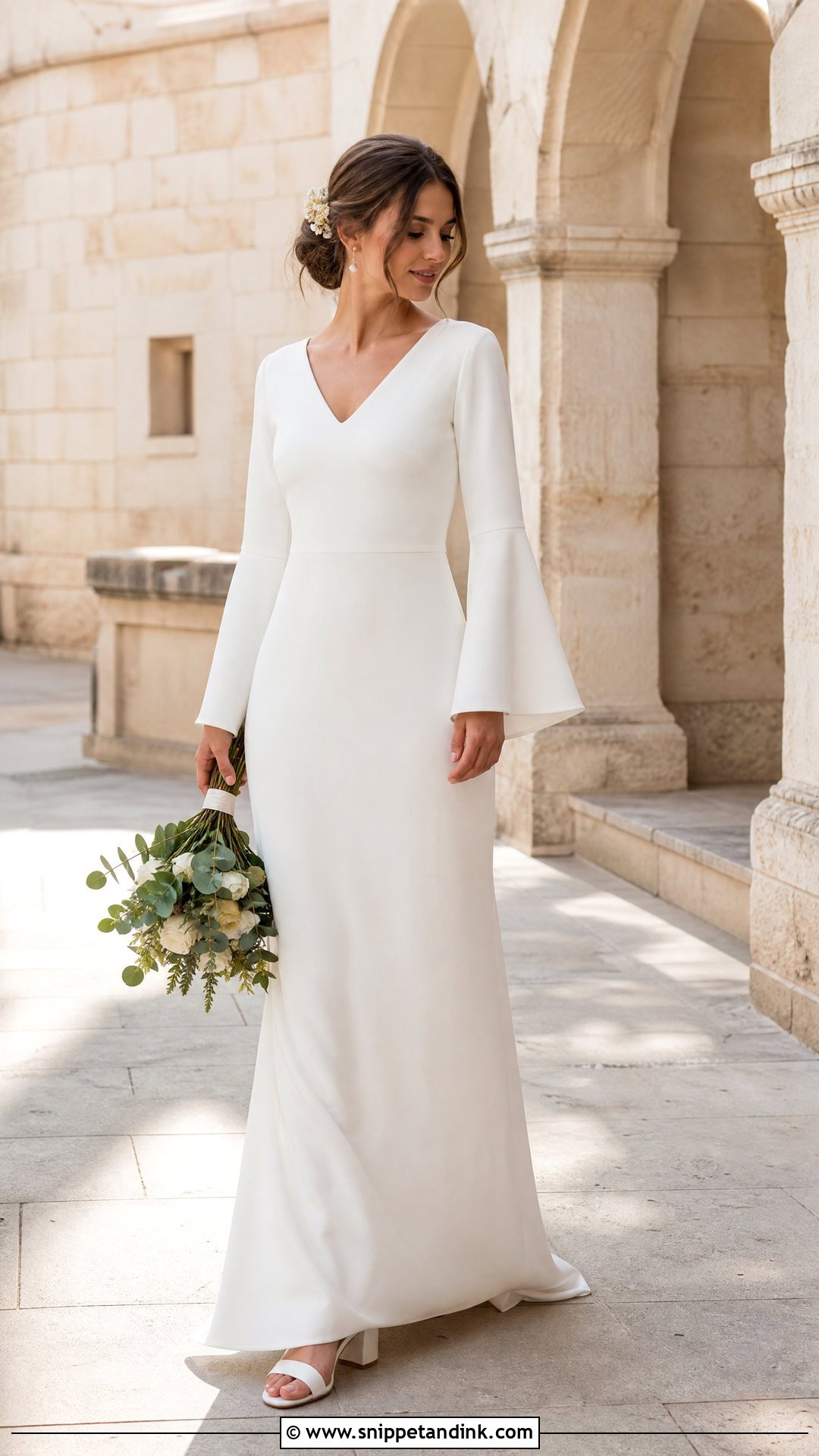 Simple Bell Sleeve Wedding Dress - Snippet and Ink - 20 Simple Wedding Dresses with Sleeves