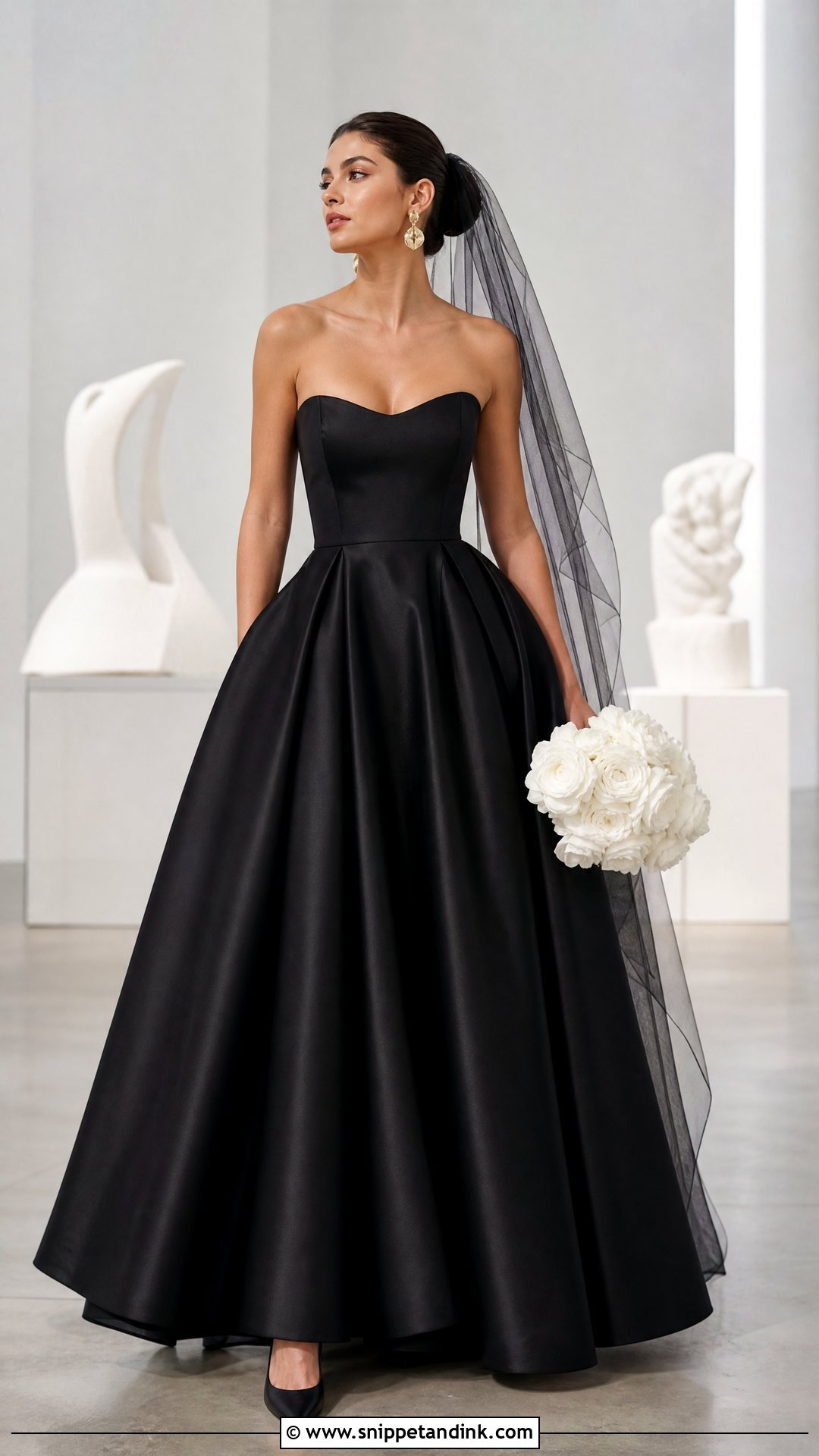 Simple Black Satin Princess Wedding Dress - Snippet and Ink - 20 Princess Wedding Dresses Black