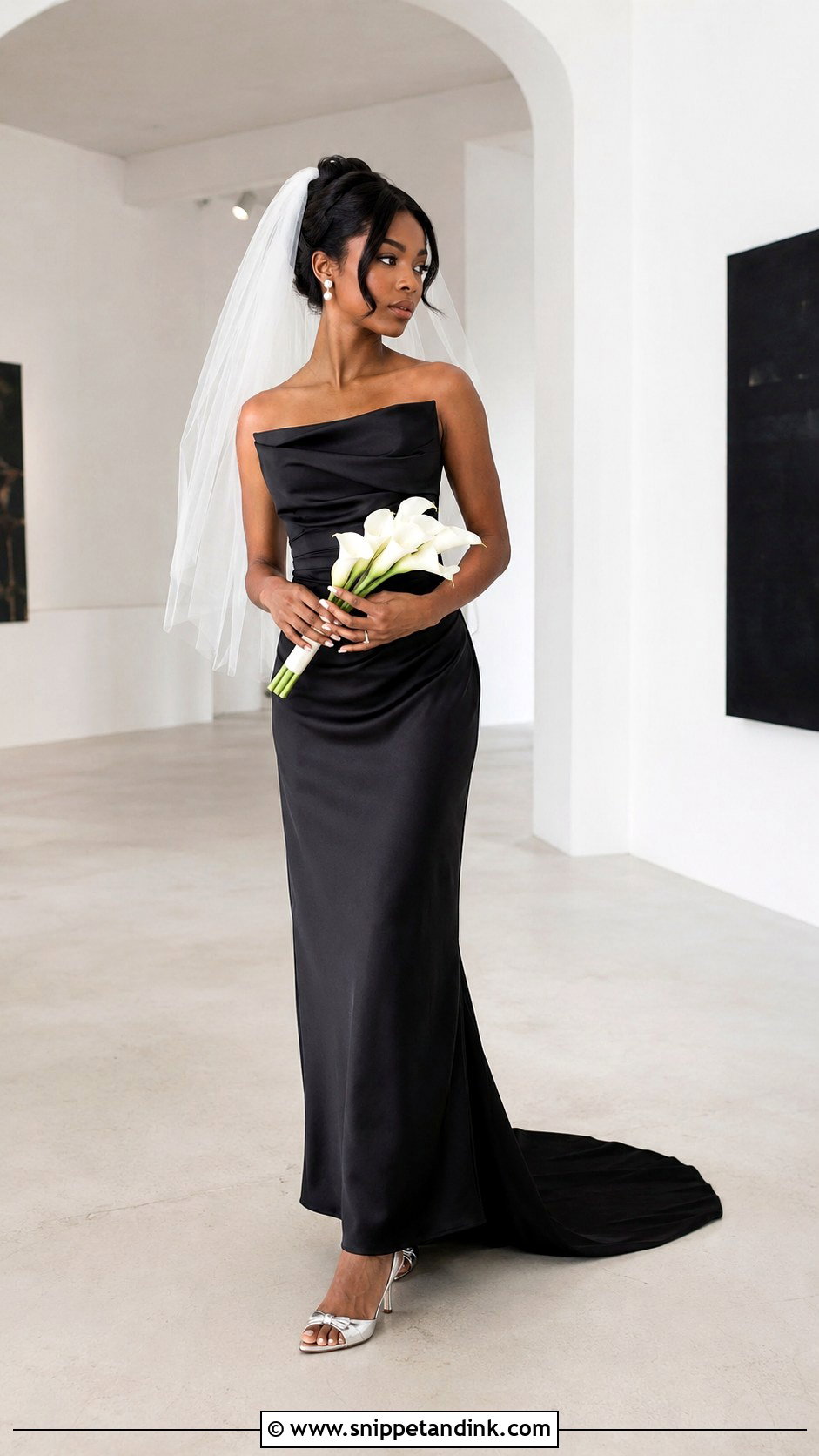 Simple Black Satin Wedding Dress - Snippet and Ink - 20 Black Bride Dress Ideas