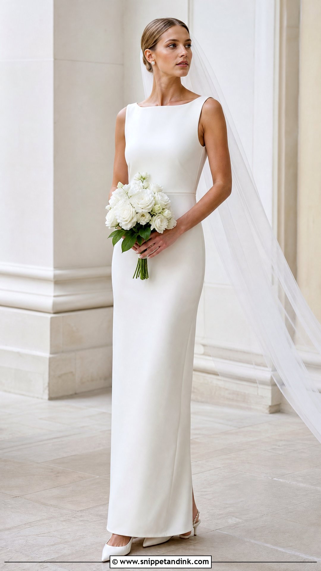Simple Boat Neck Column Wedding Dress - Snippet and Ink - 25 Simple Fitted Wedding Dress Ideas