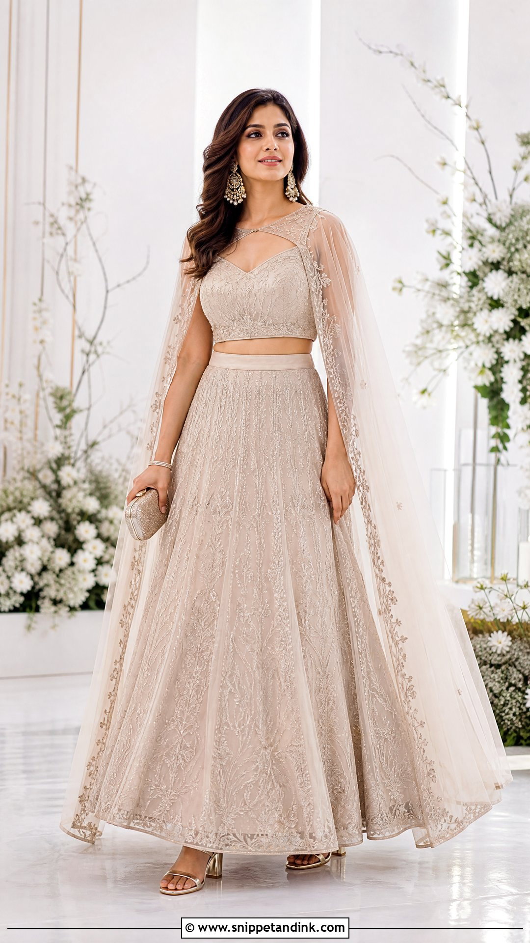Simple Bridal Cape Lehenga - Snippet and Ink - 20 Simple Indian Bridal Outfit Ideas