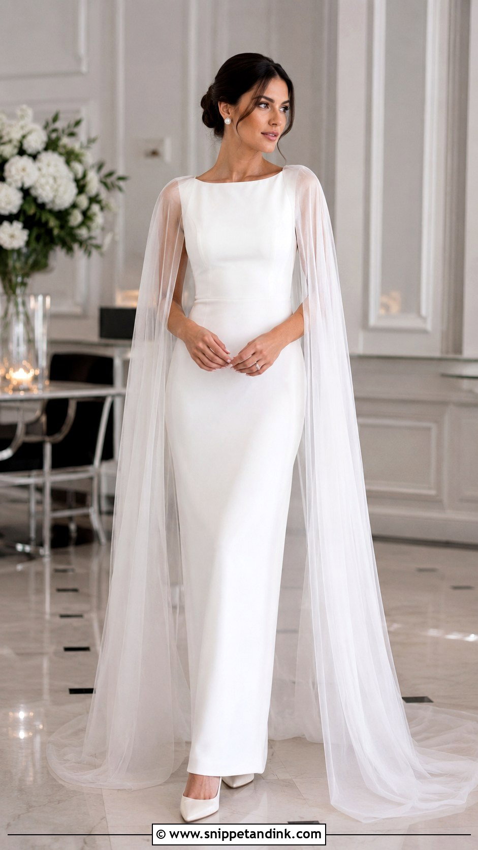 Simple Bride Cape Dress - Snippet and Ink - 30 Simple Bride Ideas