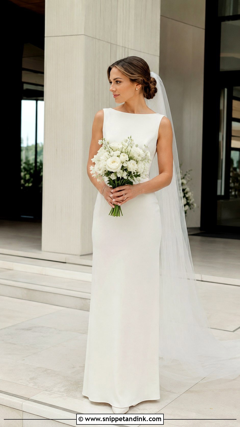 Simple Bride Crepe Column Dress - Snippet and Ink - 30 Simple Bride Ideas