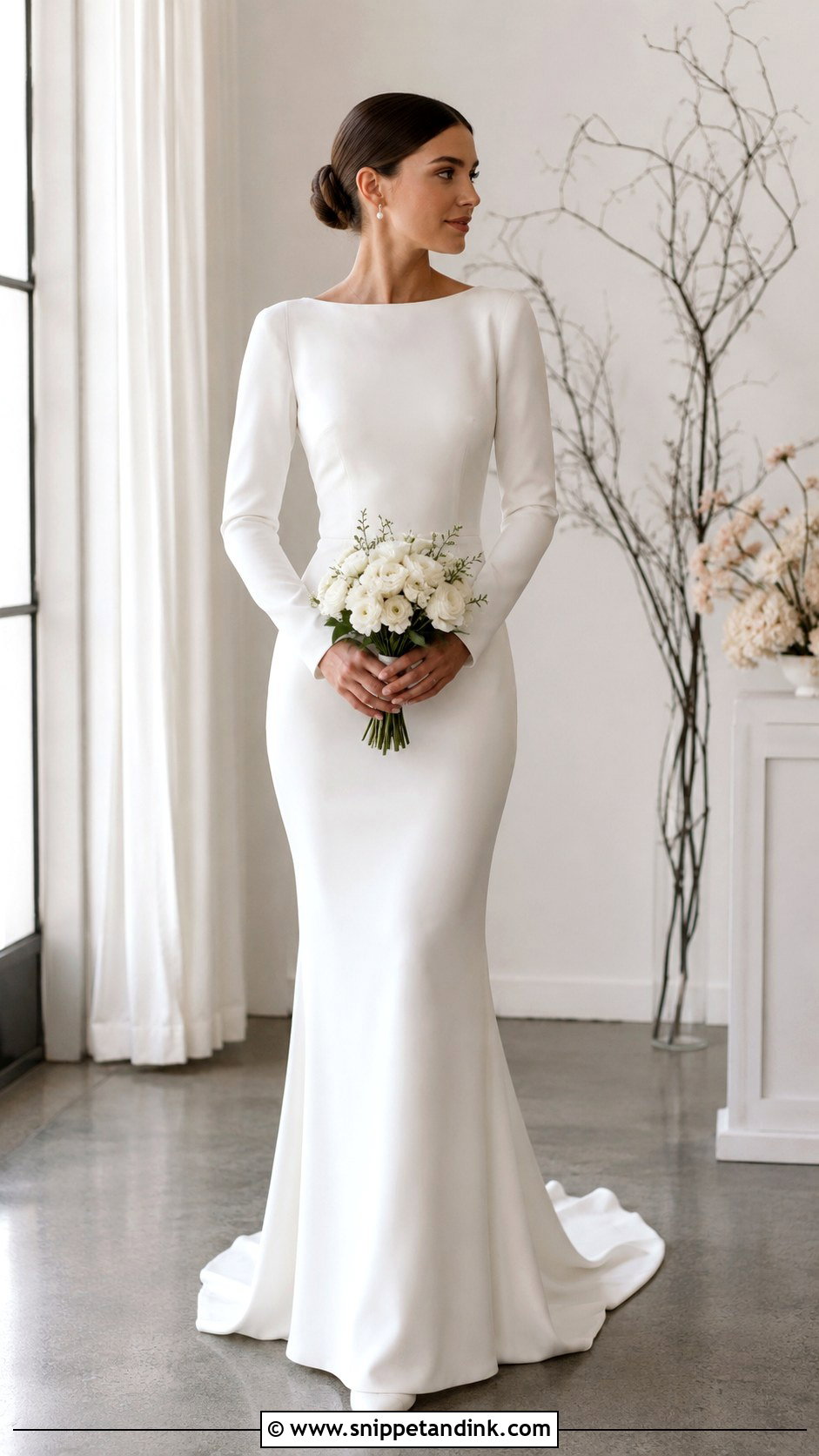 Simple Bride Long Sleeve Dress - Snippet and Ink - 30 Simple Bride Ideas