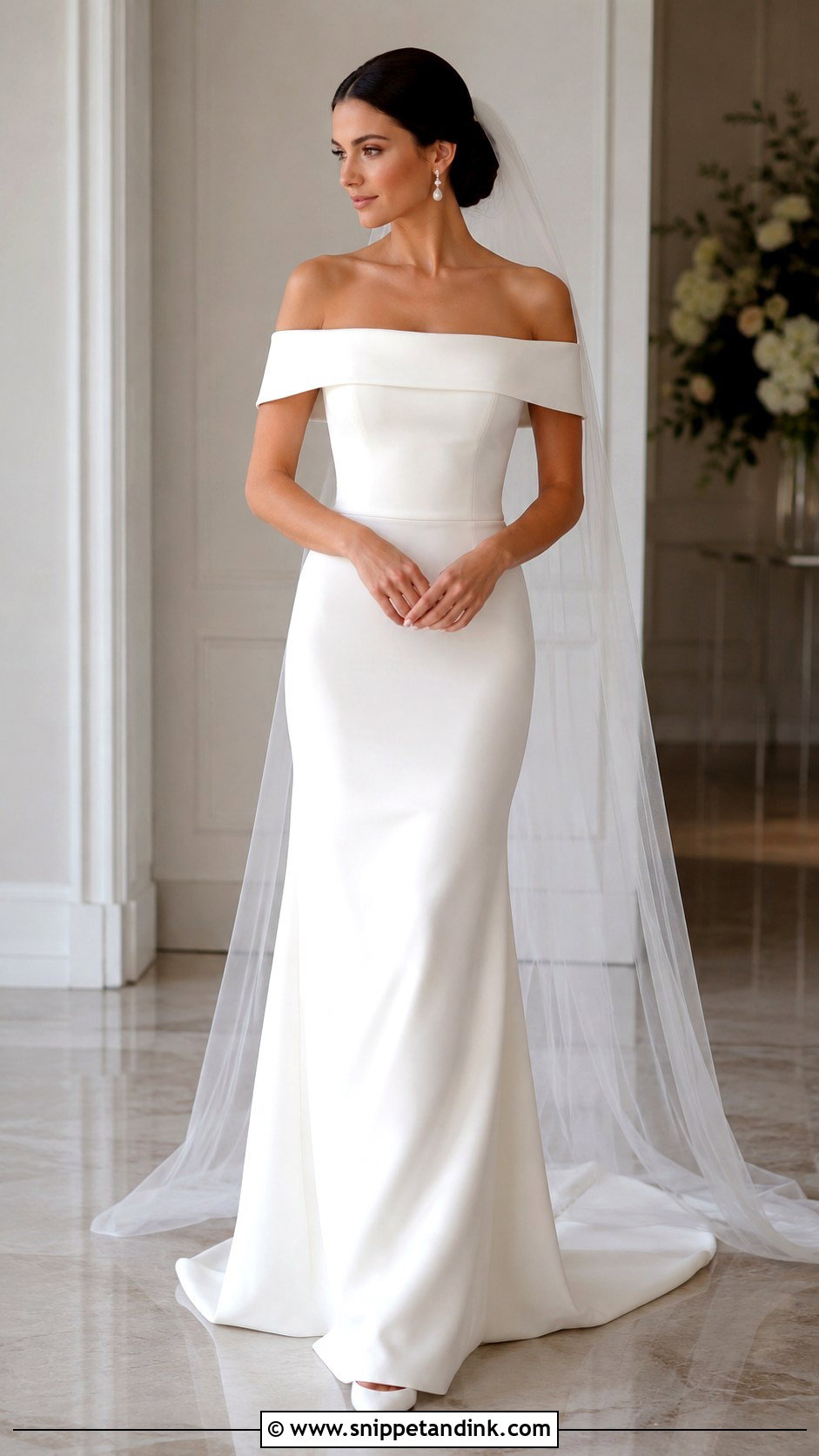 Simple Bride Off Shoulder Dress - Snippet and Ink - 30 Simple Bride Ideas