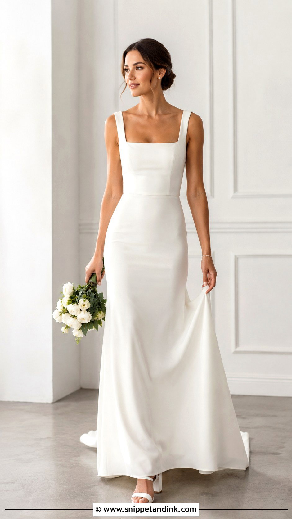 Simple Bride Square Neck Dress - Snippet and Ink - 30 Simple Bride Ideas
