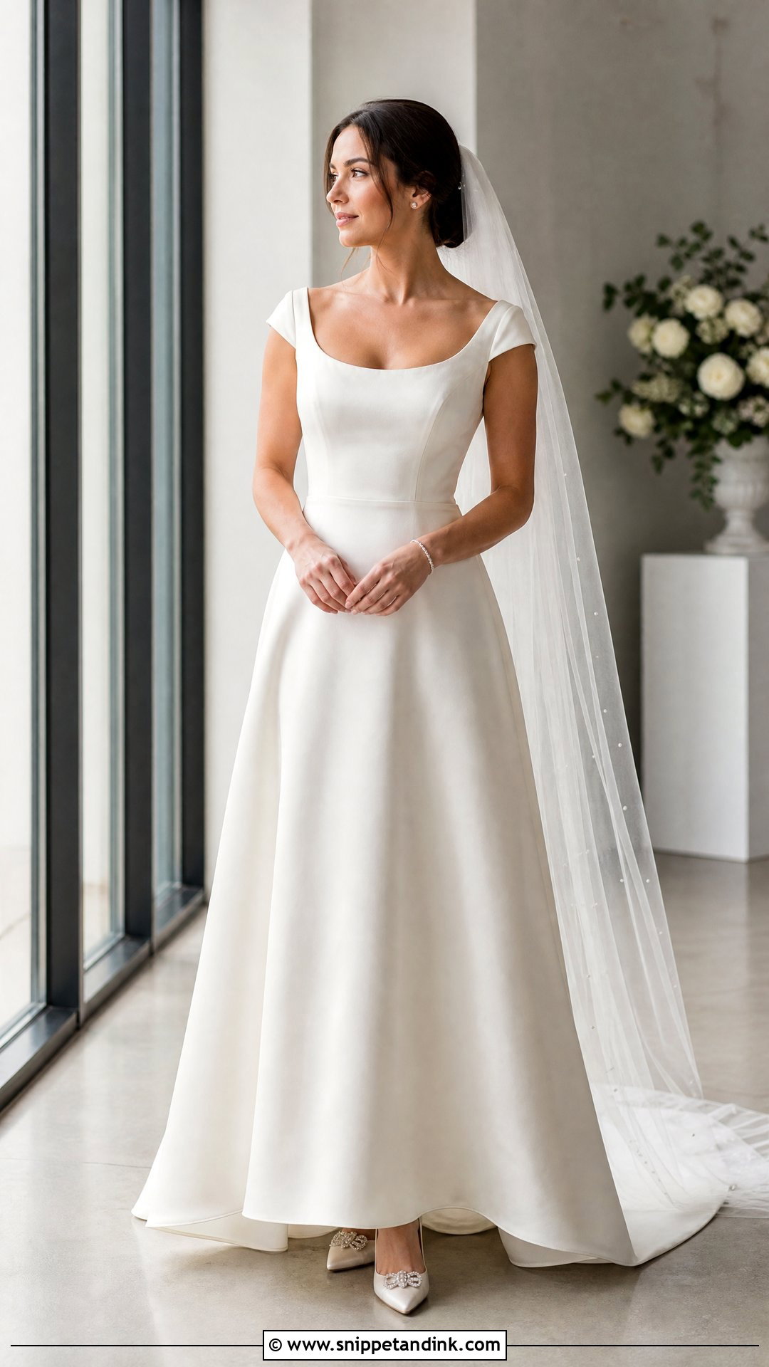 Simple Cap Sleeve A Line Wedding Dress - Snippet and Ink - 20 Simple Wedding Dresses with Sleeves