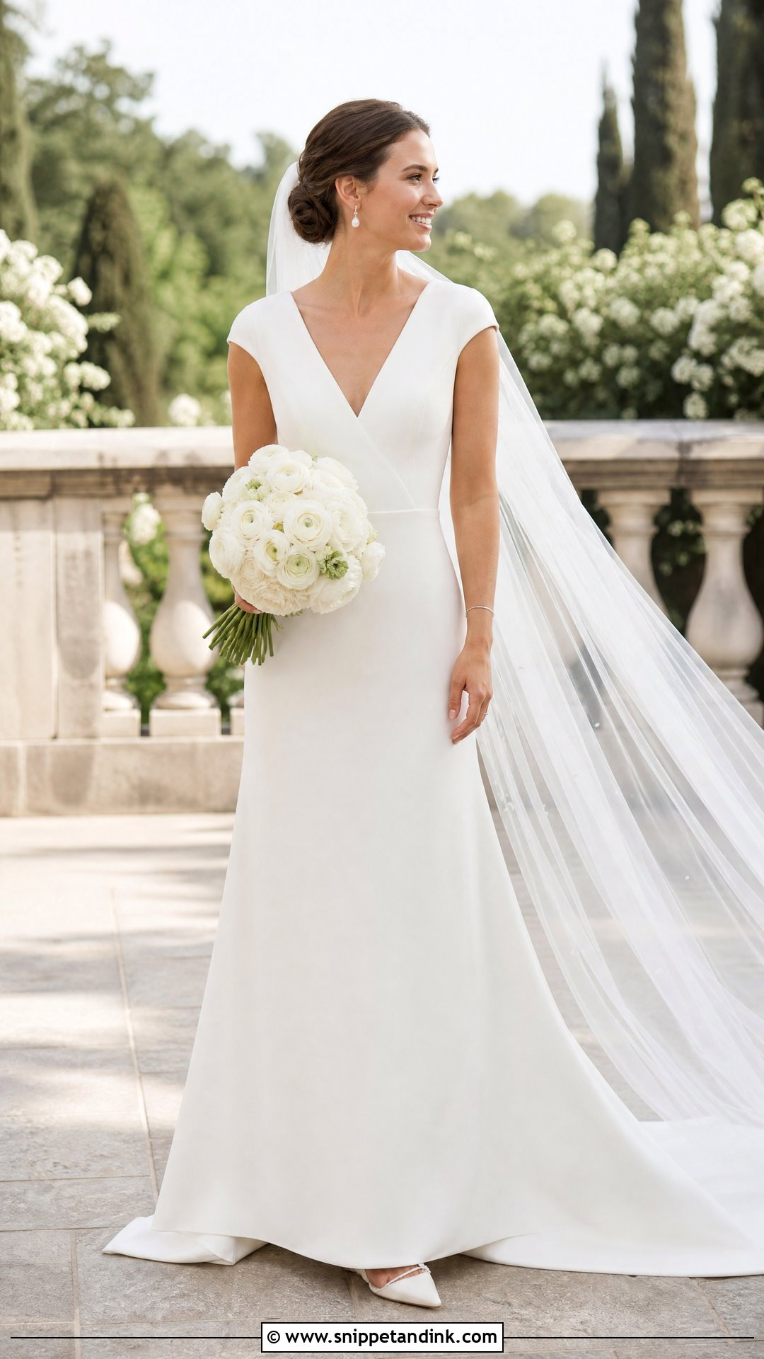 Simple Cap Sleeve Crepe Wedding Gown - Snippet and Ink - 20 Wedding Gown Simple Elegant Ideas