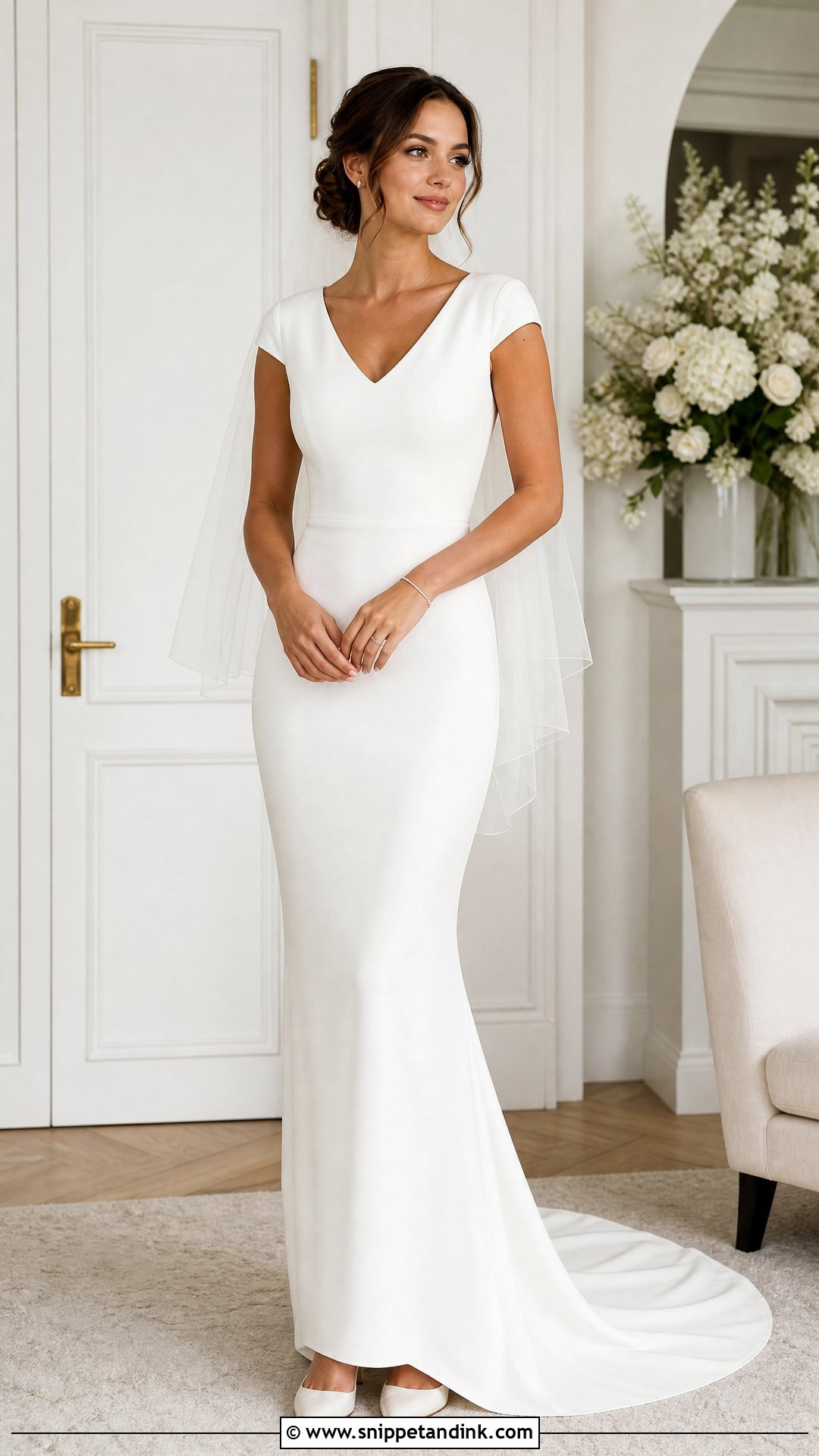 Simple Cap Sleeve Fitted Wedding Dress - Snippet and Ink - 25 Simple Fitted Wedding Dress Ideas