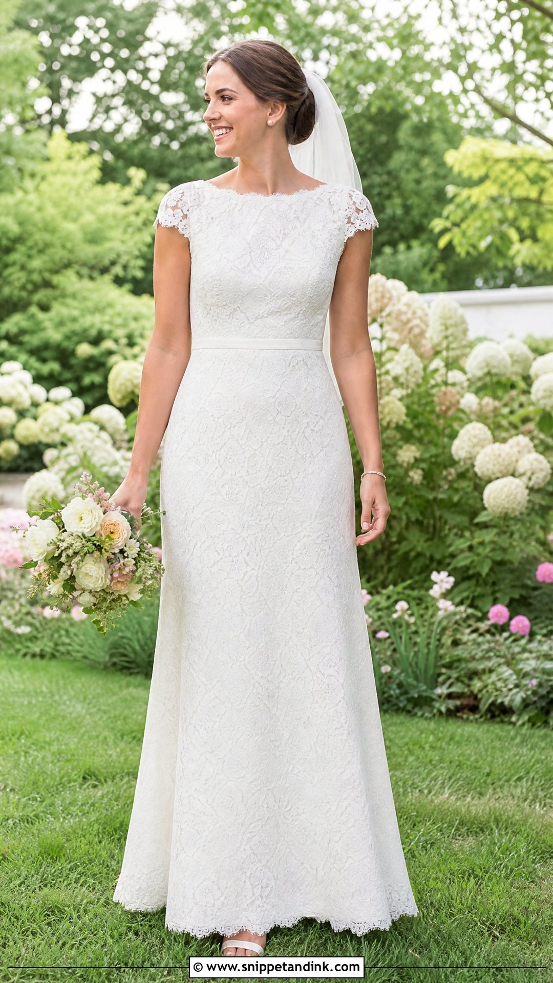 Simple Cap Sleeve Lace Wedding Dress - Snippet and Ink - 20 Simple Lace Wedding Dresses