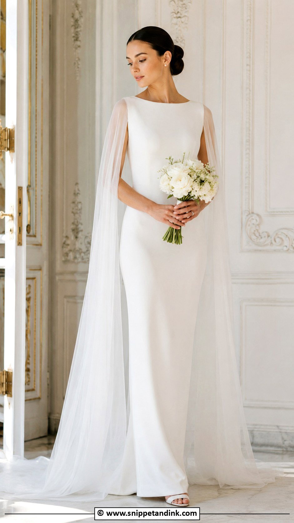 Simple Cape Bride Dress - Snippet and Ink - 35 Simple Bride Dress Ideas