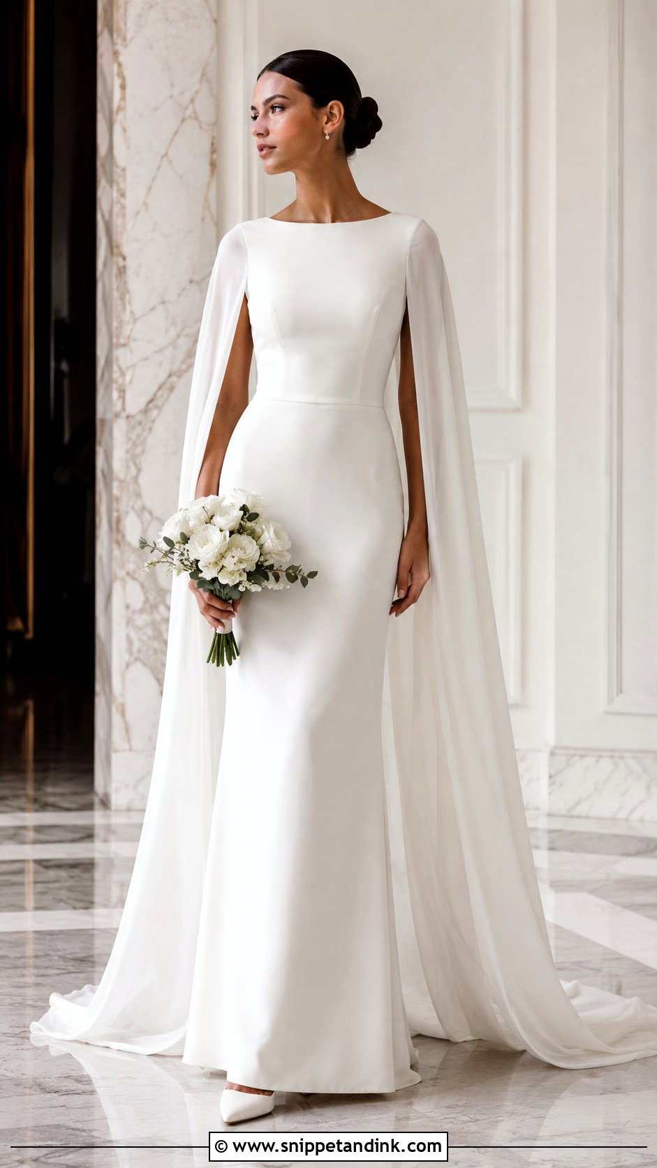Simple Cape Sleeve Wedding Dress - Snippet and Ink - 20 Simplistic Wedding Dress Ideas