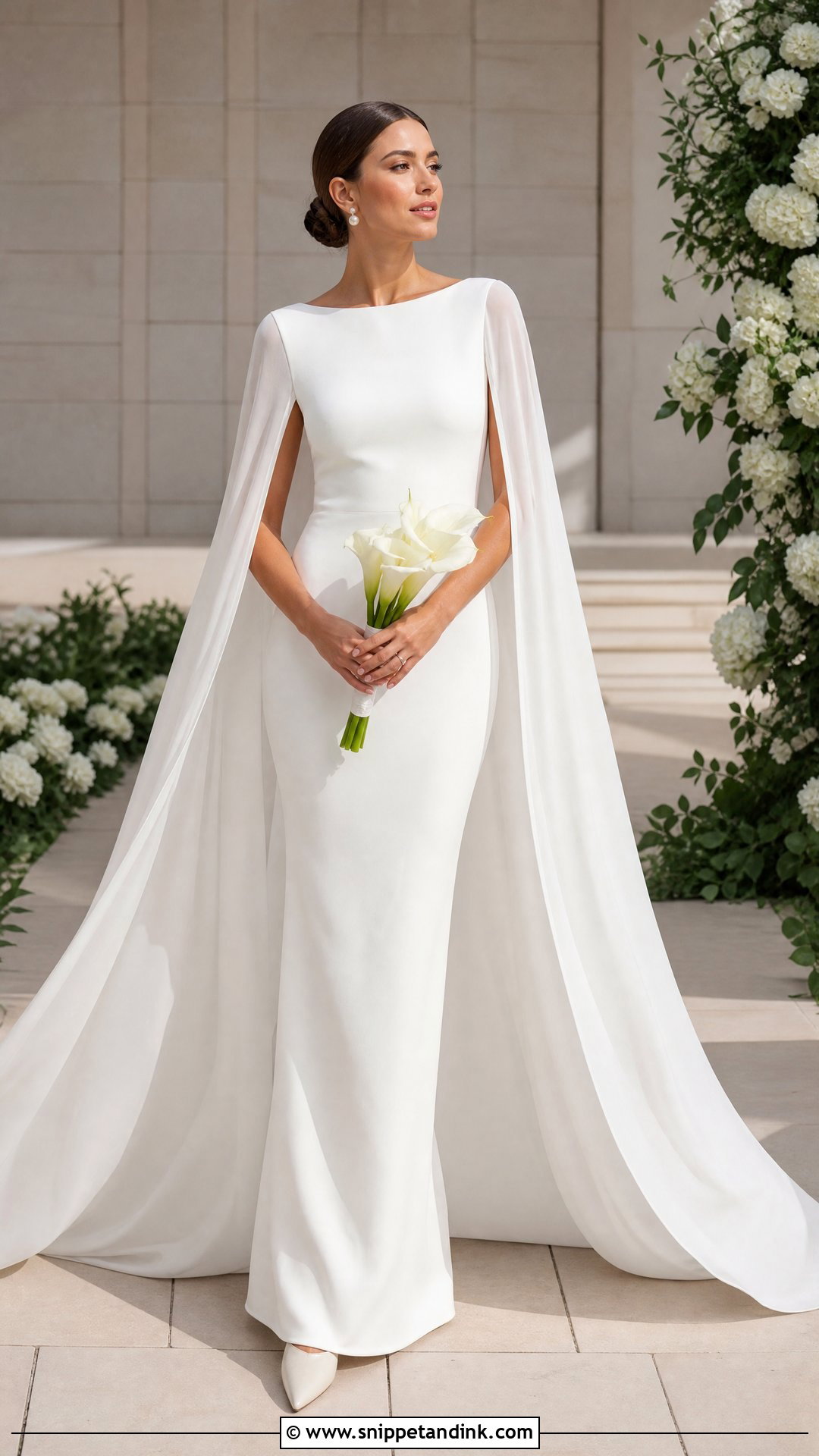 Simple Cape Sleeve Wedding Gown - Snippet and Ink - 20 Wedding Gown Simple Elegant Ideas