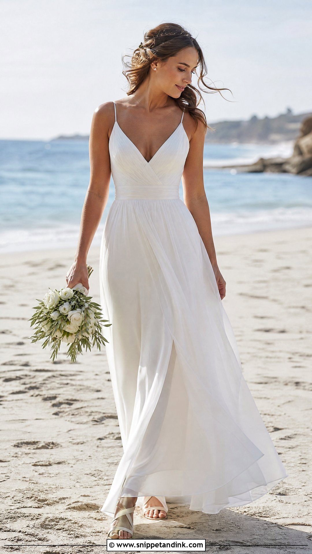 Simple Chiffon A Line Beach Wedding Dress - Snippet and Ink - 20 Simple Beach Wedding Dresses