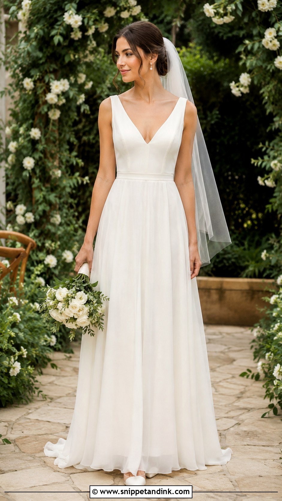 Simple Chiffon A Line Wedding Dress - Snippet and Ink - 20 Simple Flowy Wedding Dress Ideas
