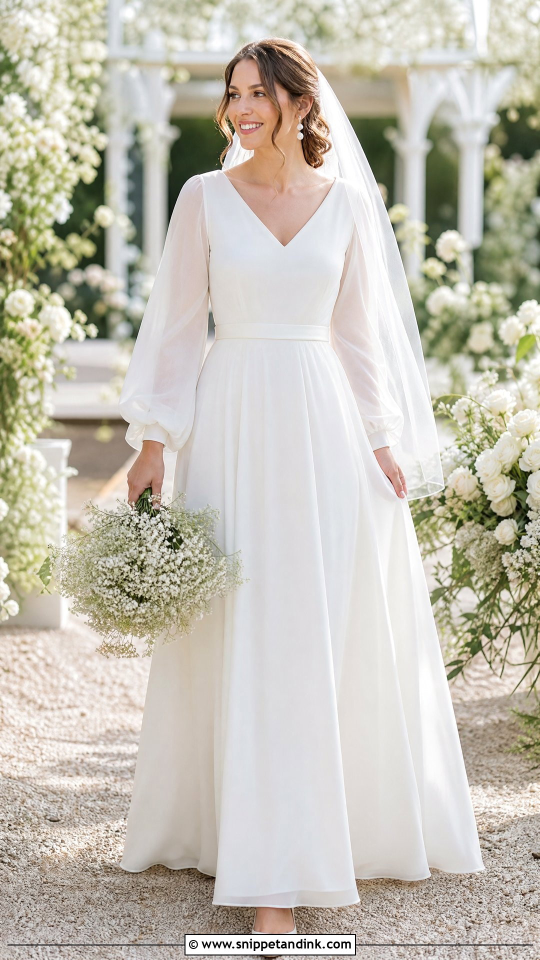 Simple Chiffon A Line Wedding Gown - Snippet and Ink - 20 White Wedding Gown Christian Brides Ideas
