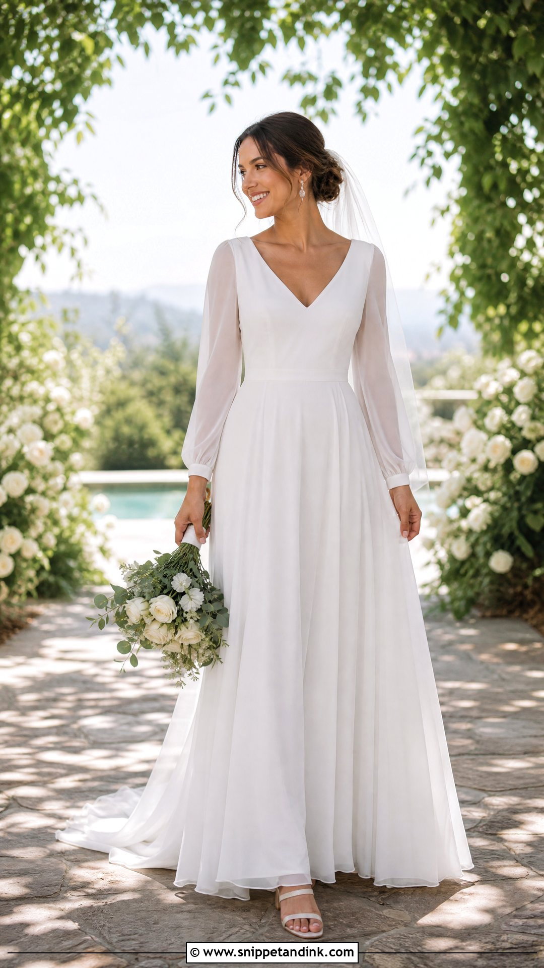 Simple Chiffon Long Sleeve Wedding Dress - Snippet and Ink - 20 Wedding Dresses Simple Long Sleeve