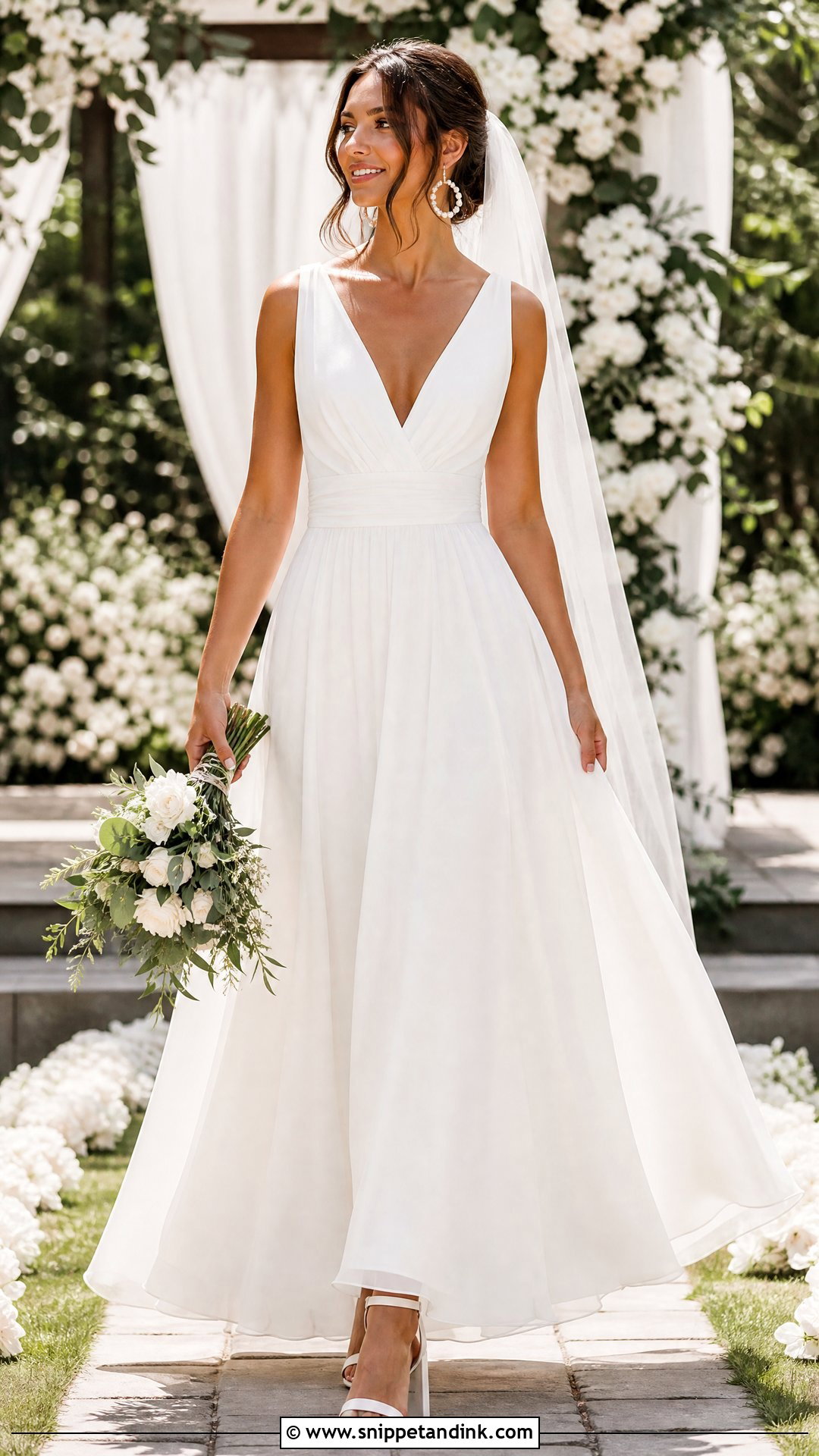 Simple Chiffon V Neck Wedding Dress - Snippet and Ink - 20 Simple V Neck Wedding Dress Ideas