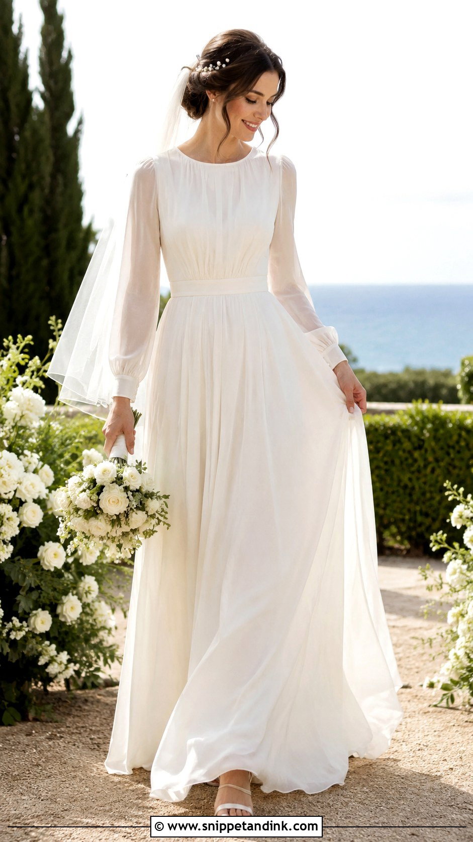 Simple Chiffon Wedding Dress - Snippet and Ink - 25 Simple Modest Wedding Dresses