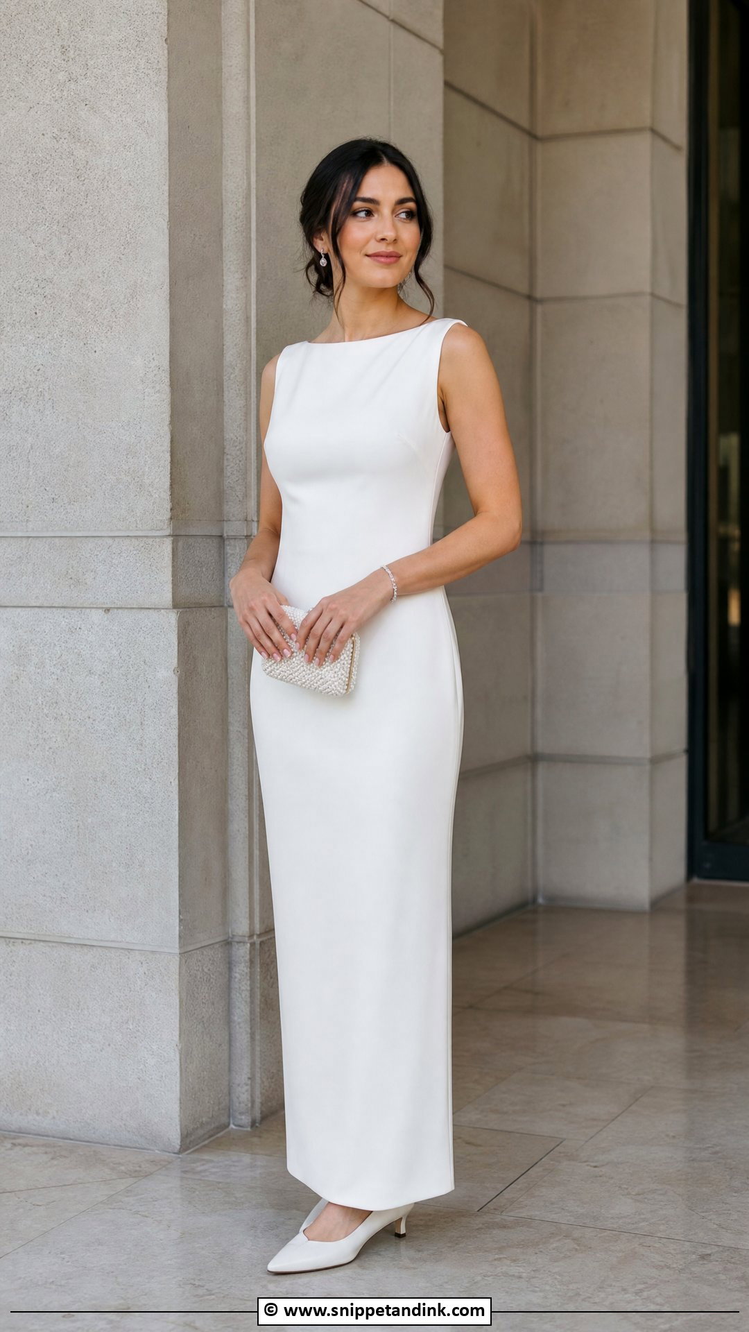 Simple Column Civil Wedding Dress With Kitten Heels - Snippet and Ink - 35 Civil Wedding Dress Ideas