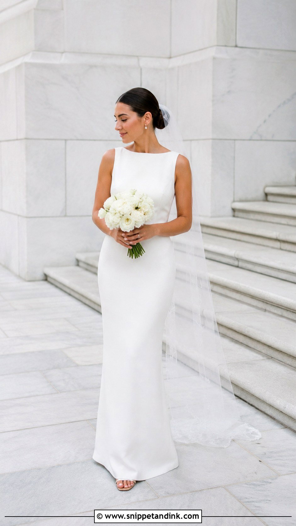 Simple Column Courthouse Wedding Dress - Snippet and Ink - 25 Courthouse Wedding Dresses