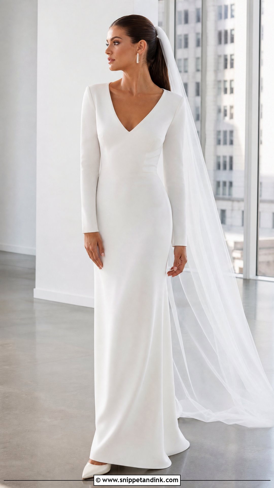 Simple Column Long Sleeve Wedding Dress - Snippet and Ink - 20 Wedding Dresses Simple Long Sleeve