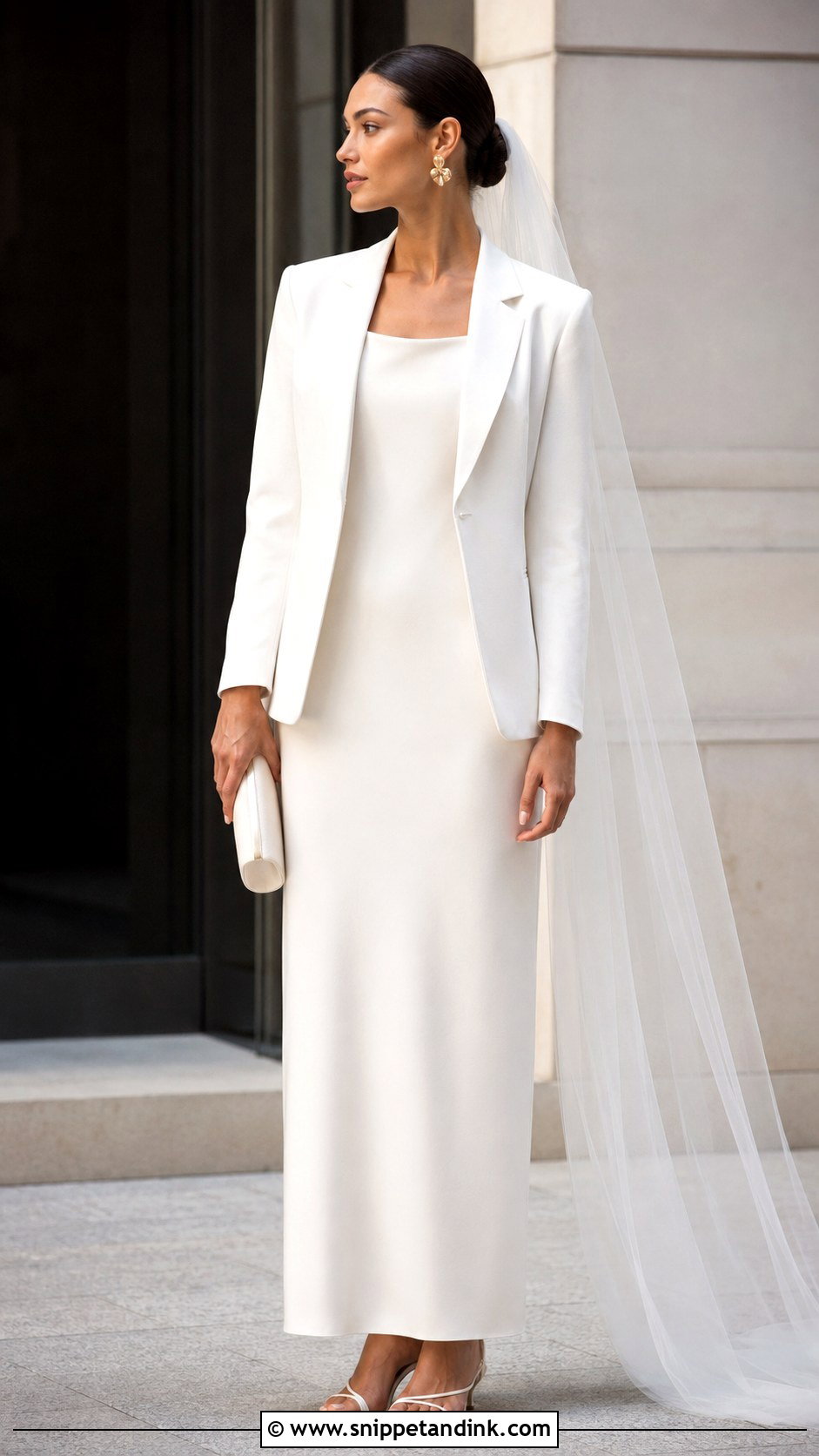 Simple Column Wedding Dress With Minimal Sandals - Snippet and Ink - 20 Casual Informal Wedding Dress Ideas