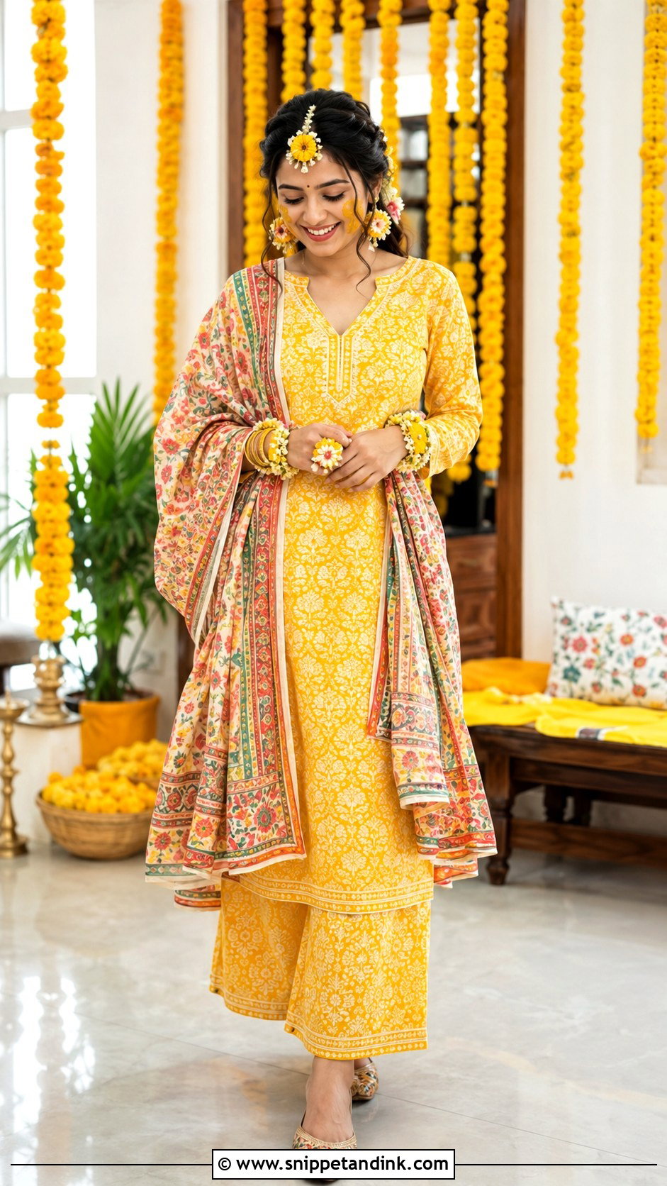Simple Cotton Haldi Dress for Bride - Snippet and Ink - 25 Indian Haldi Dress for Bride Ideas