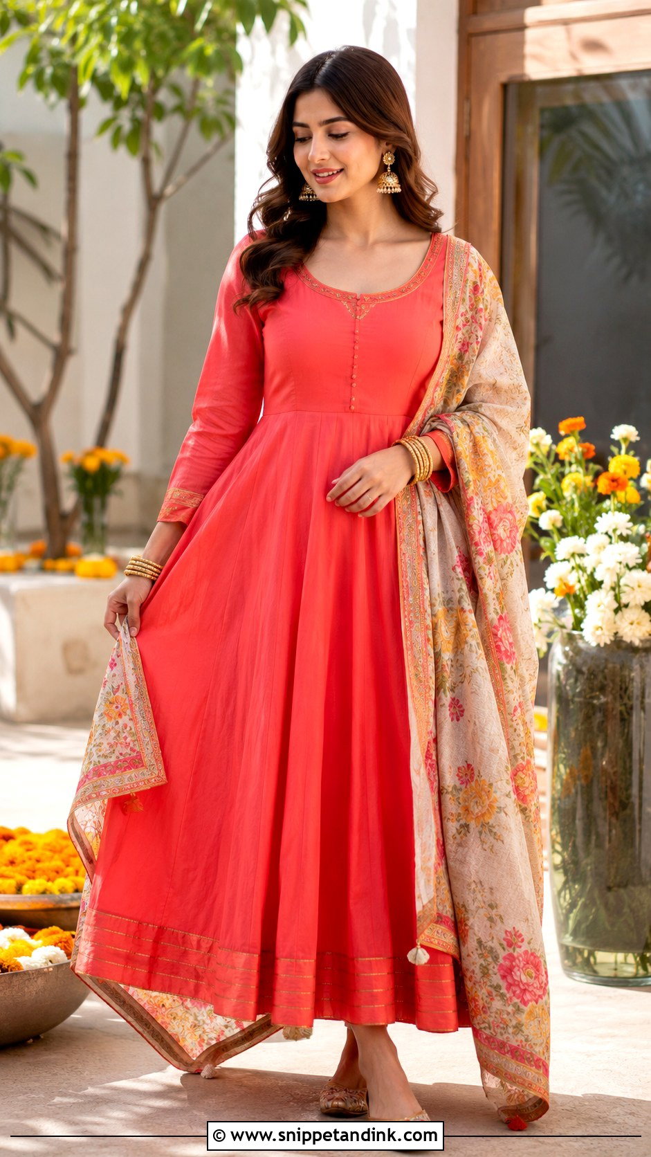 Simple Cotton Silk Anarkali Indian Wedding Dress - Snippet and Ink - 25 Simple Indian Wedding Dresses