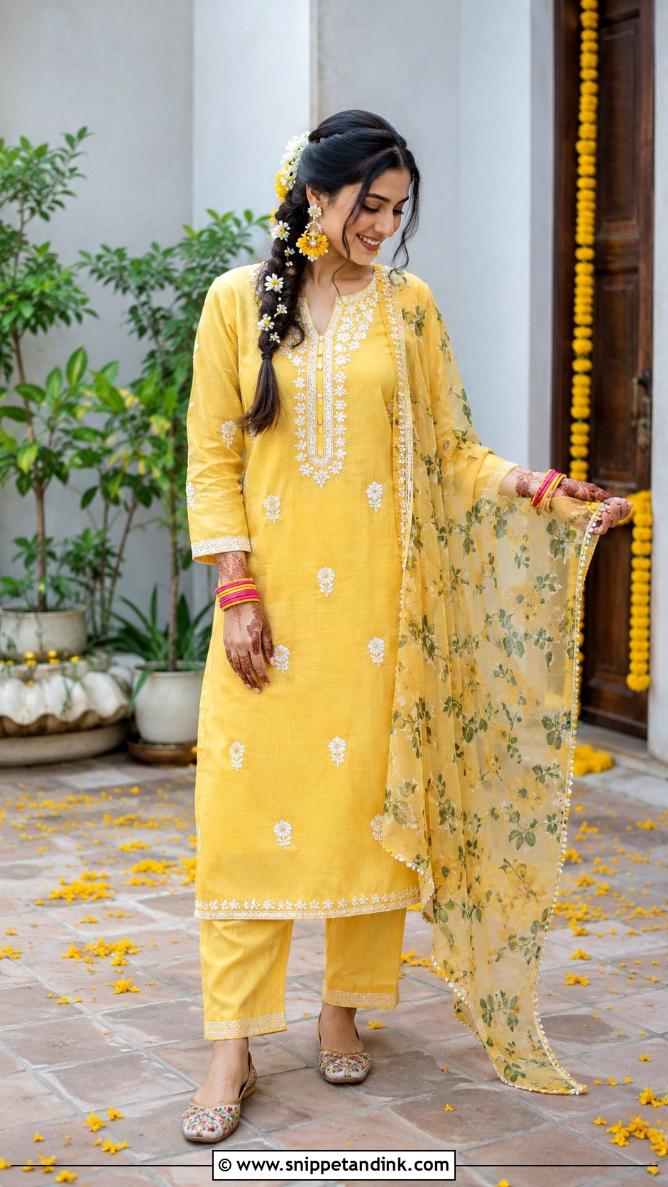 Simple Cotton Suit Bride Haldi Outfit - Snippet and Ink - 20 Bride Haldi Outfit Ideas