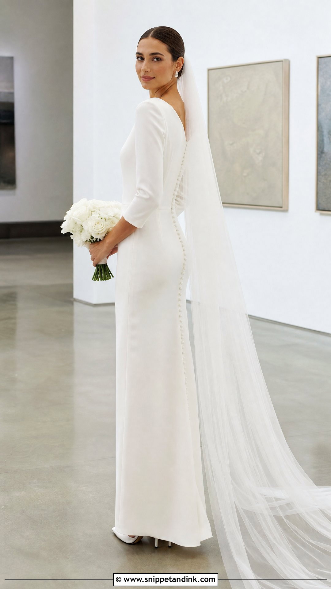 Simple Crepe 34 Sleeve Wedding Dress - Snippet and Ink - 20 34 Sleeve Wedding Dress Ideas