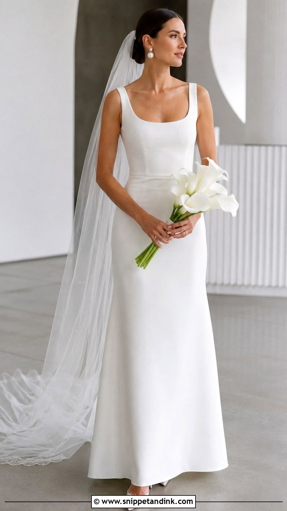 Simple Crepe Basque Waist Wedding Dress - Snippet and Ink - 20 Basque Waist Wedding Dresses