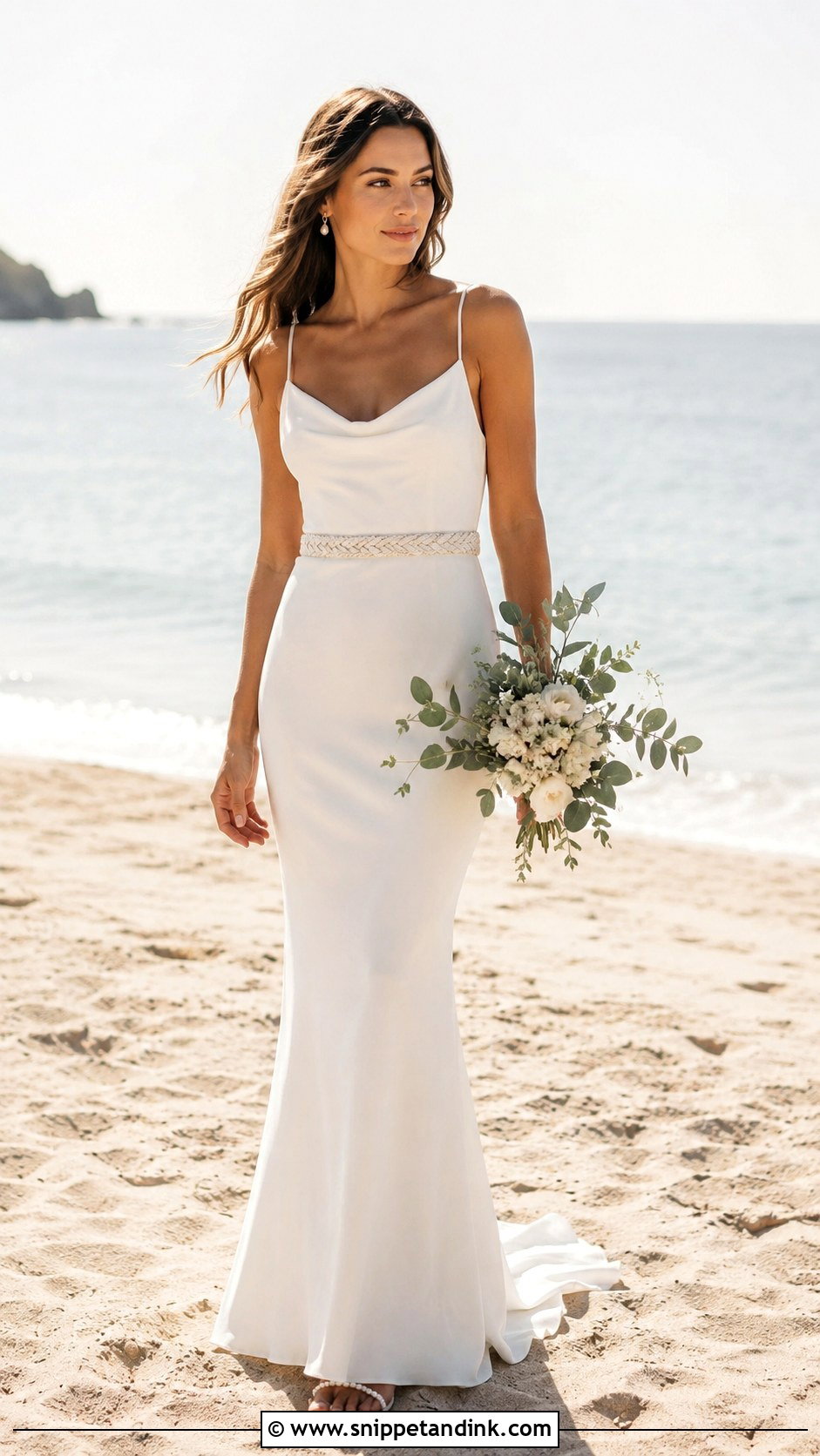 Simple Crepe Beach Wedding Dress - Snippet and Ink - 25 Beachy Wedding Dress Boho Ideas
