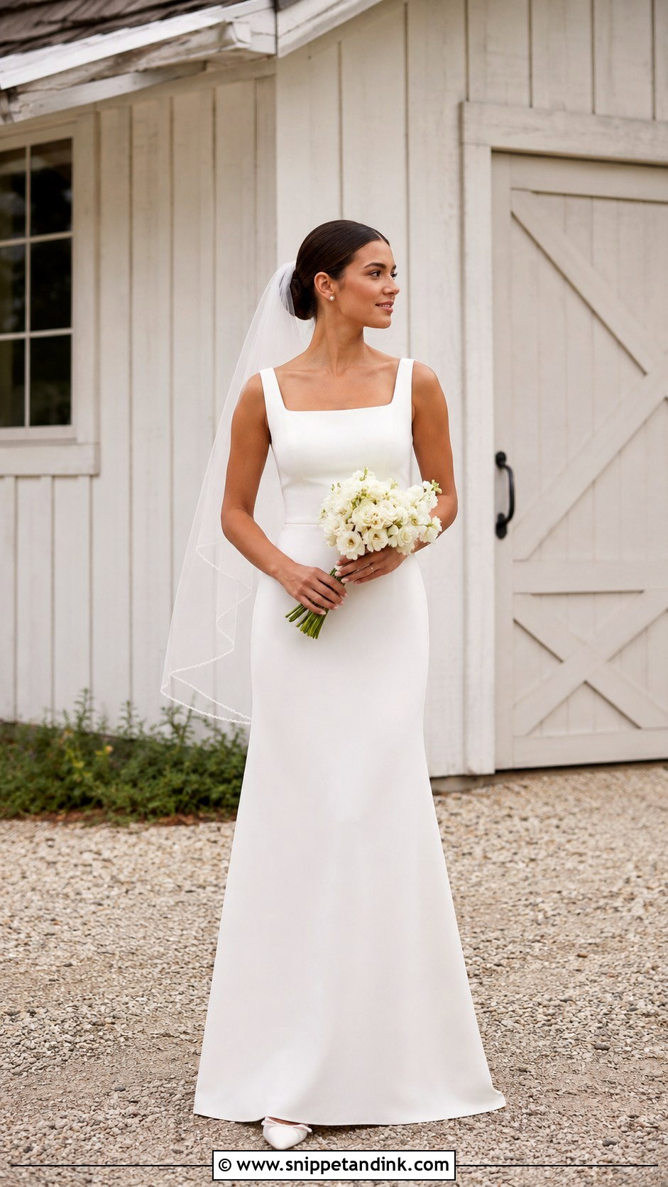 Simple Crepe Camp Wedding Dress - Snippet and Ink - 20 Camp Wedding Dress Ideas